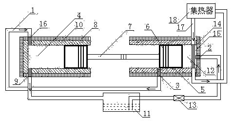 Parallel motion high-low pressure power device and application thereof