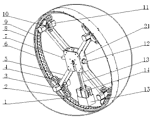 Five-drive spherical robot using mixed synchronous belt