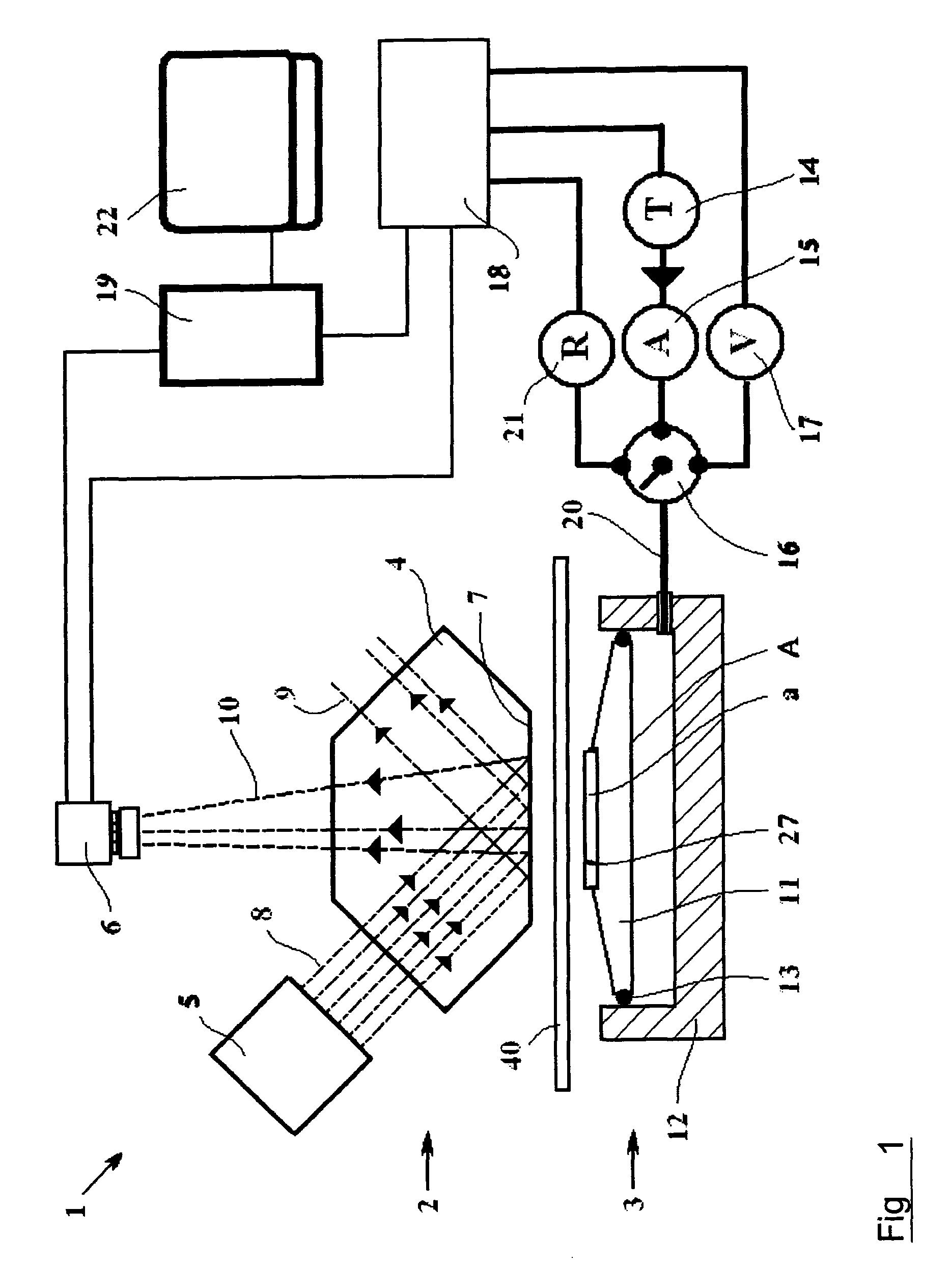 Method and device for determining the topography of a material surface