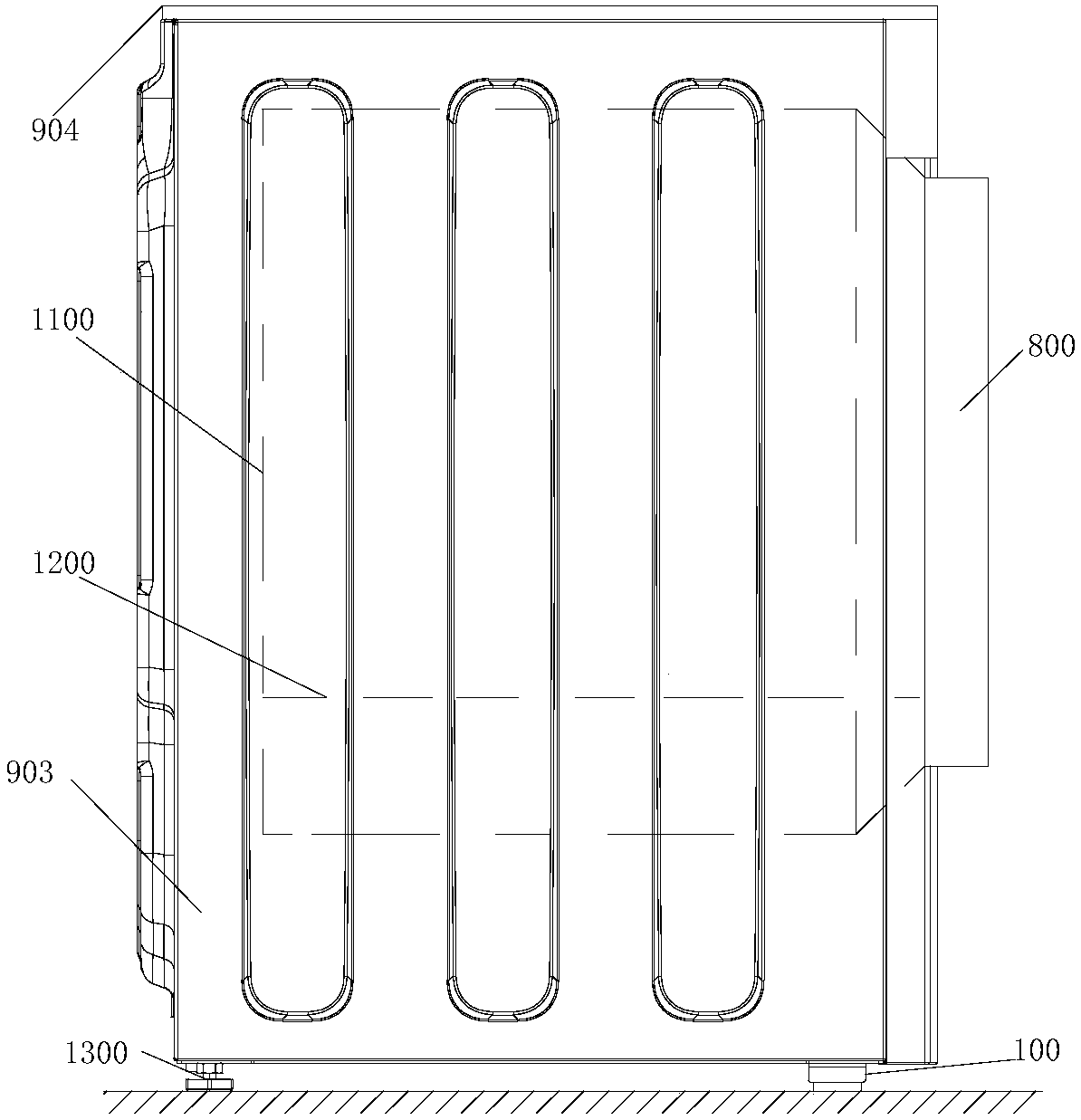 Hydraulic lifting bottom legs, washing machine with bottom legs and control method of washing machine