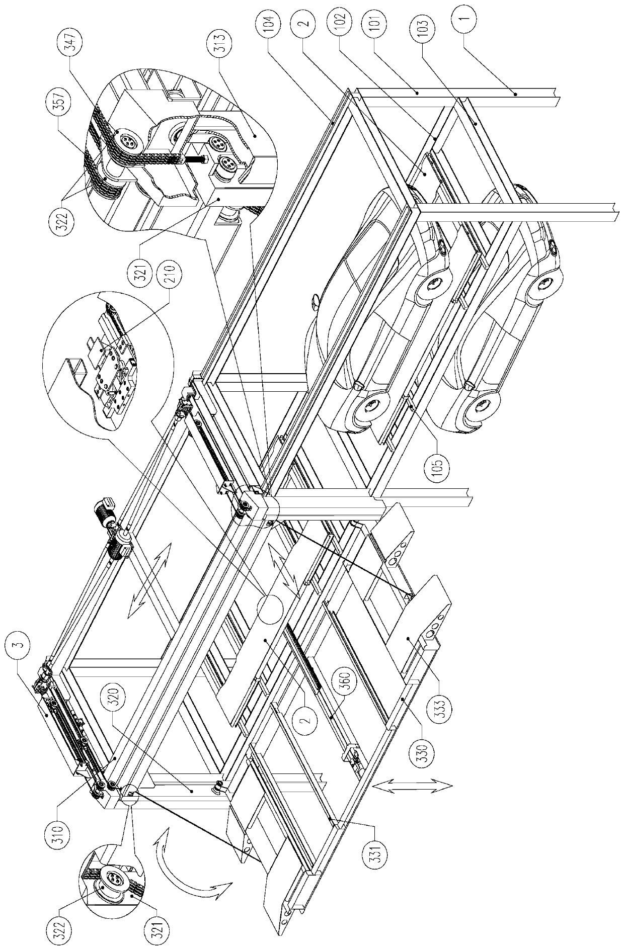 A roadside parallel parking type three-dimensional parking garage