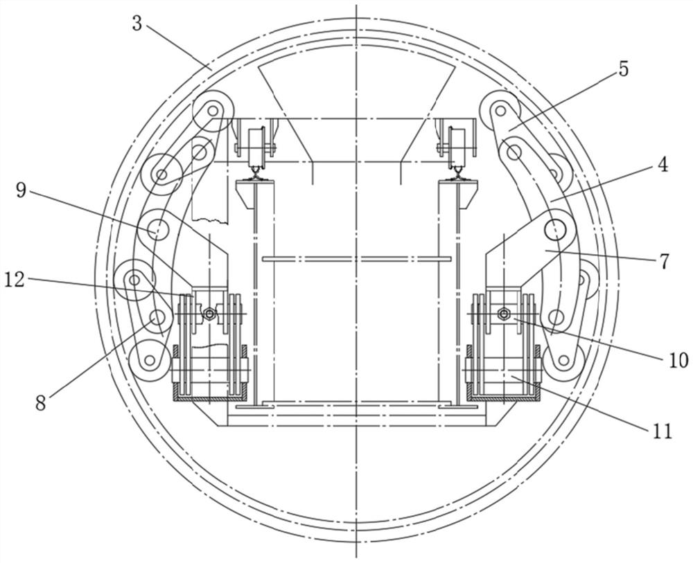 Automatic balancing system for internal centering of large rotating moving parts