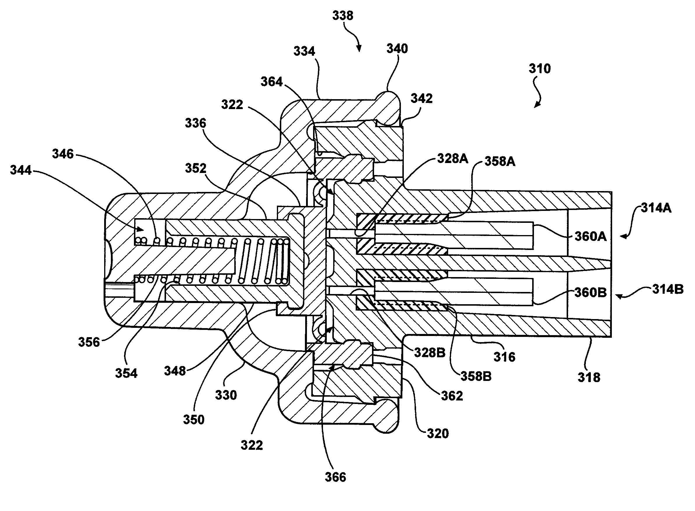 Infusion assembly that simultaneously delivers therapeutic fluid to plural body sites