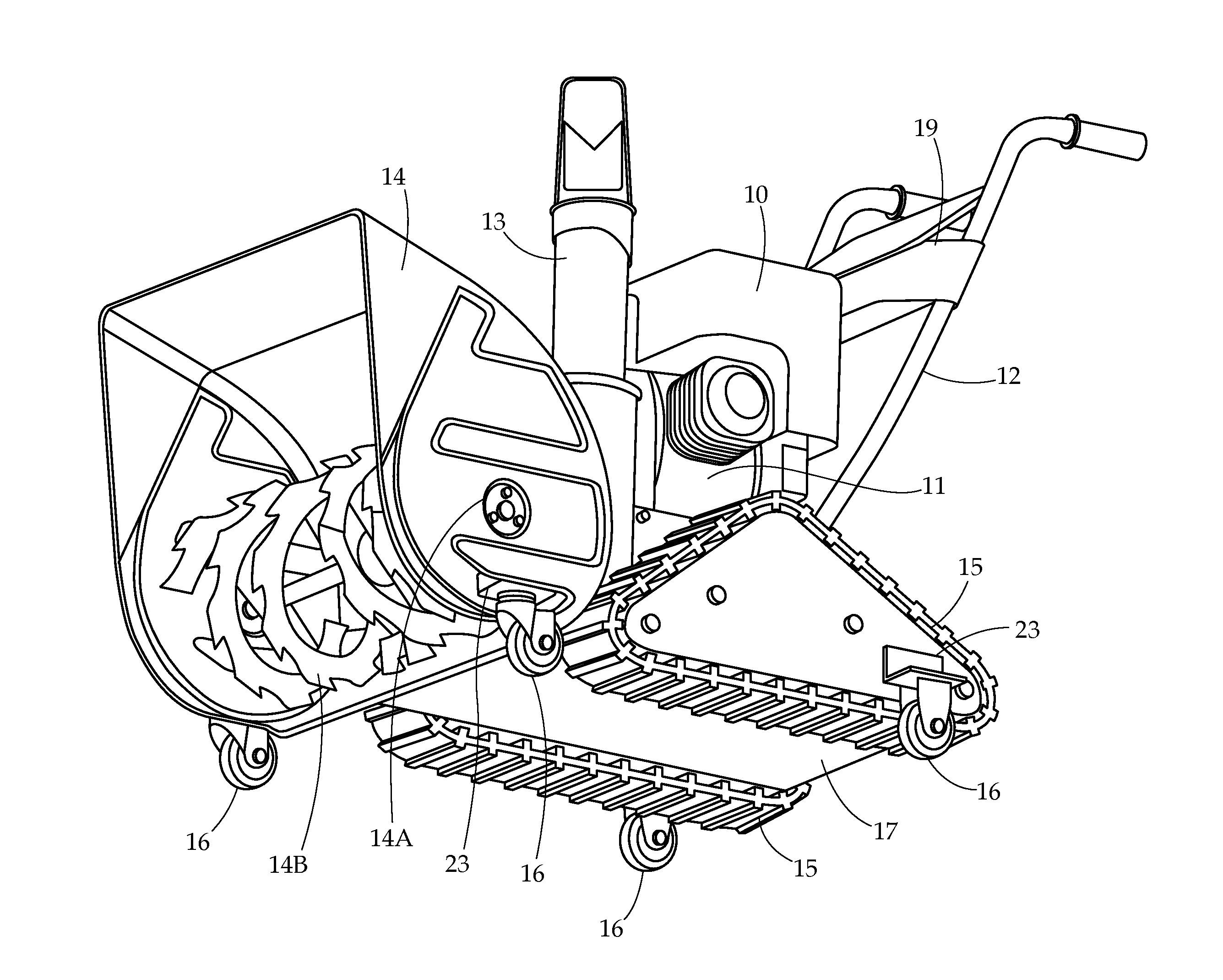 Flat roof snow thrower