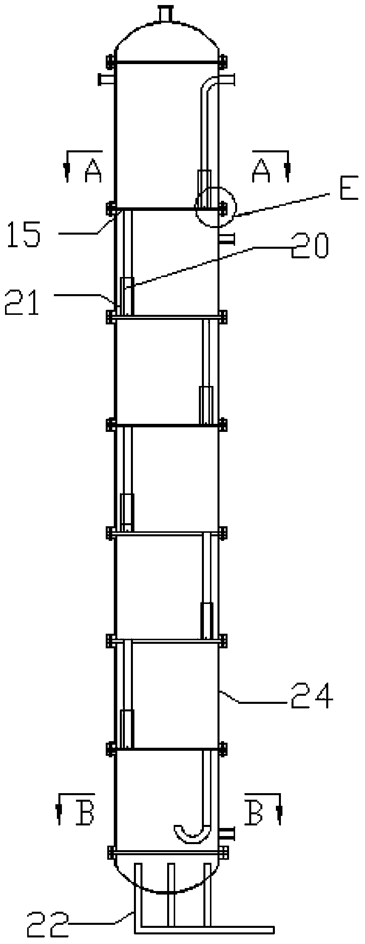 Rotational flow plate glycerinum chlorination bubbling reaction tower and device for producing epichlorohydrin