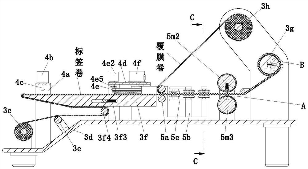 A kind of self-adhesive label production gluing device and gluing process