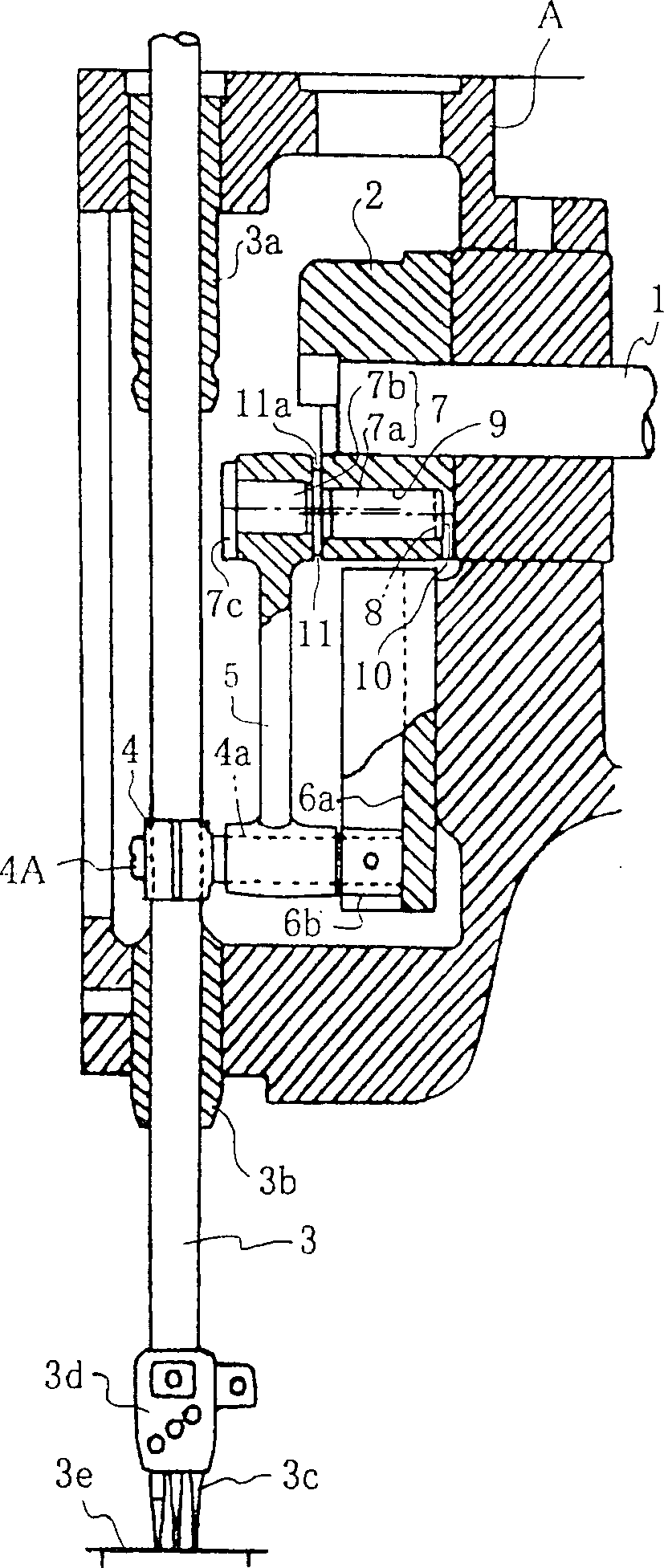 Device for changing needle rod range of sewing machine