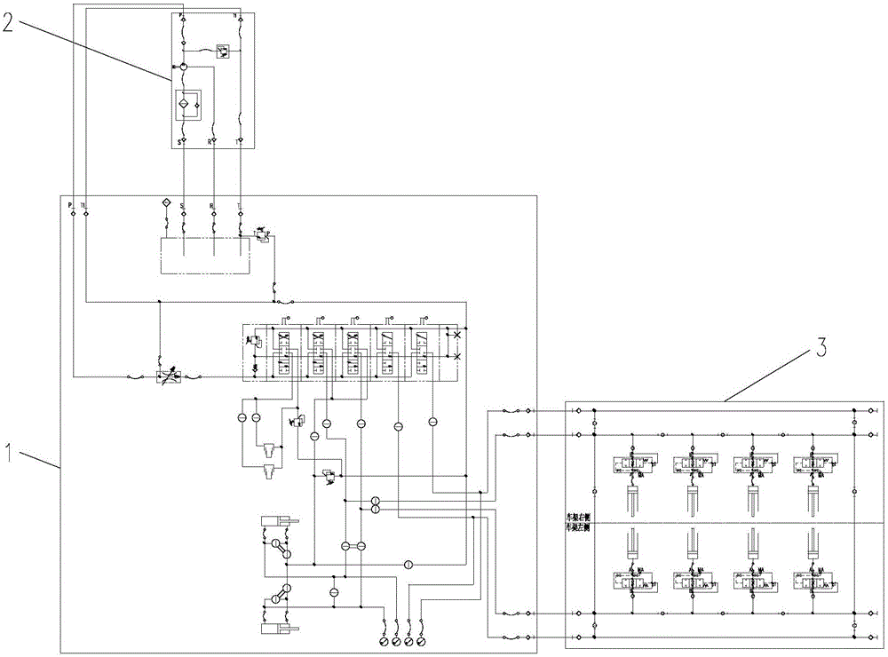 Loading and lifting hydraulic system of semitrailer