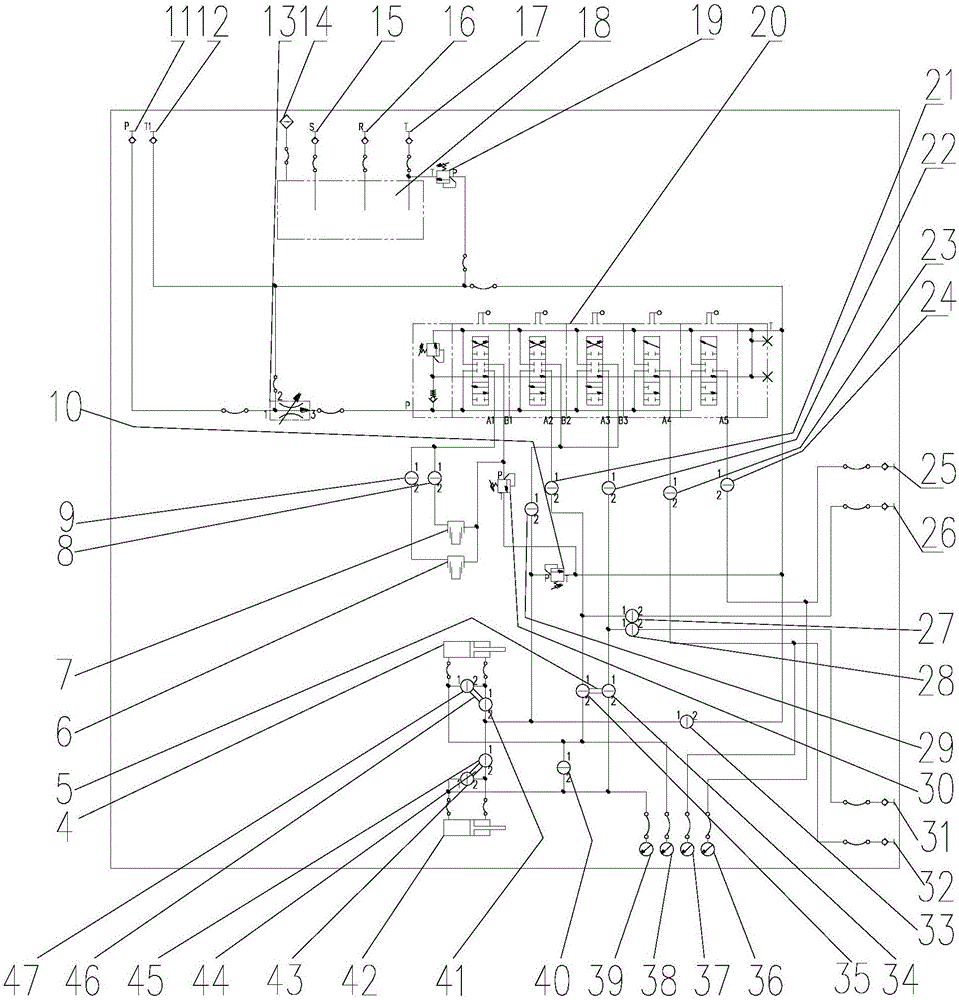 Loading and lifting hydraulic system of semitrailer