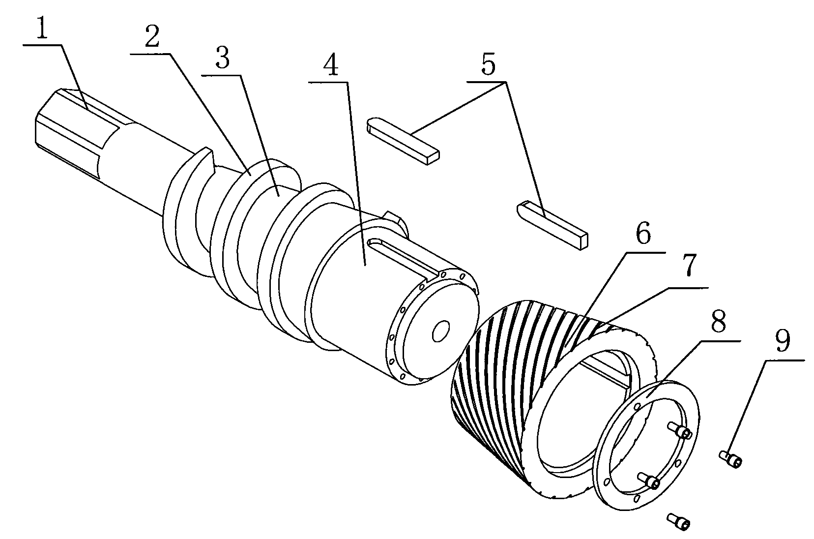 Crushing shaft of rubber rubbing and cutting machine