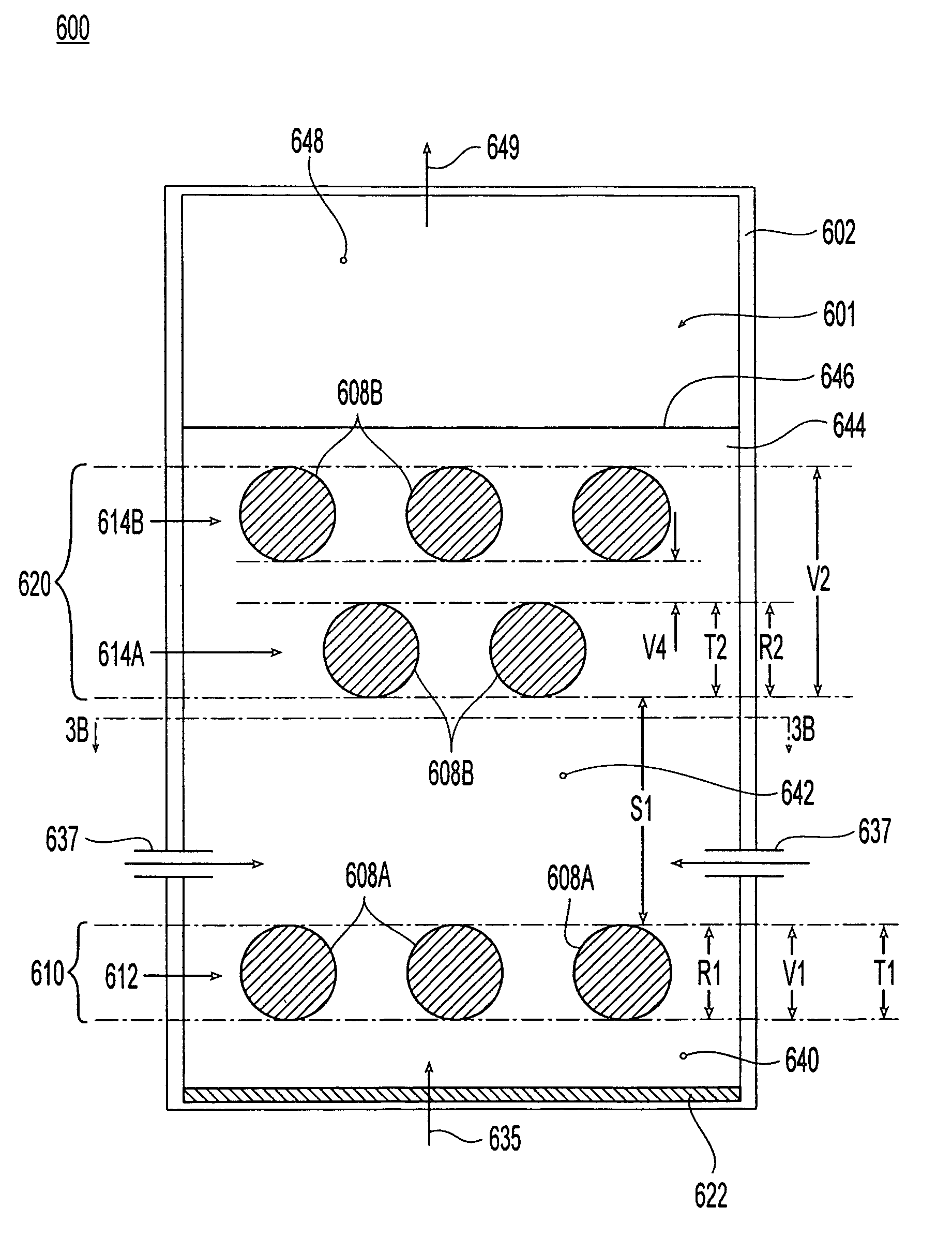 Fluid bed reactor having vertically spaced apart clusters of heating conduits