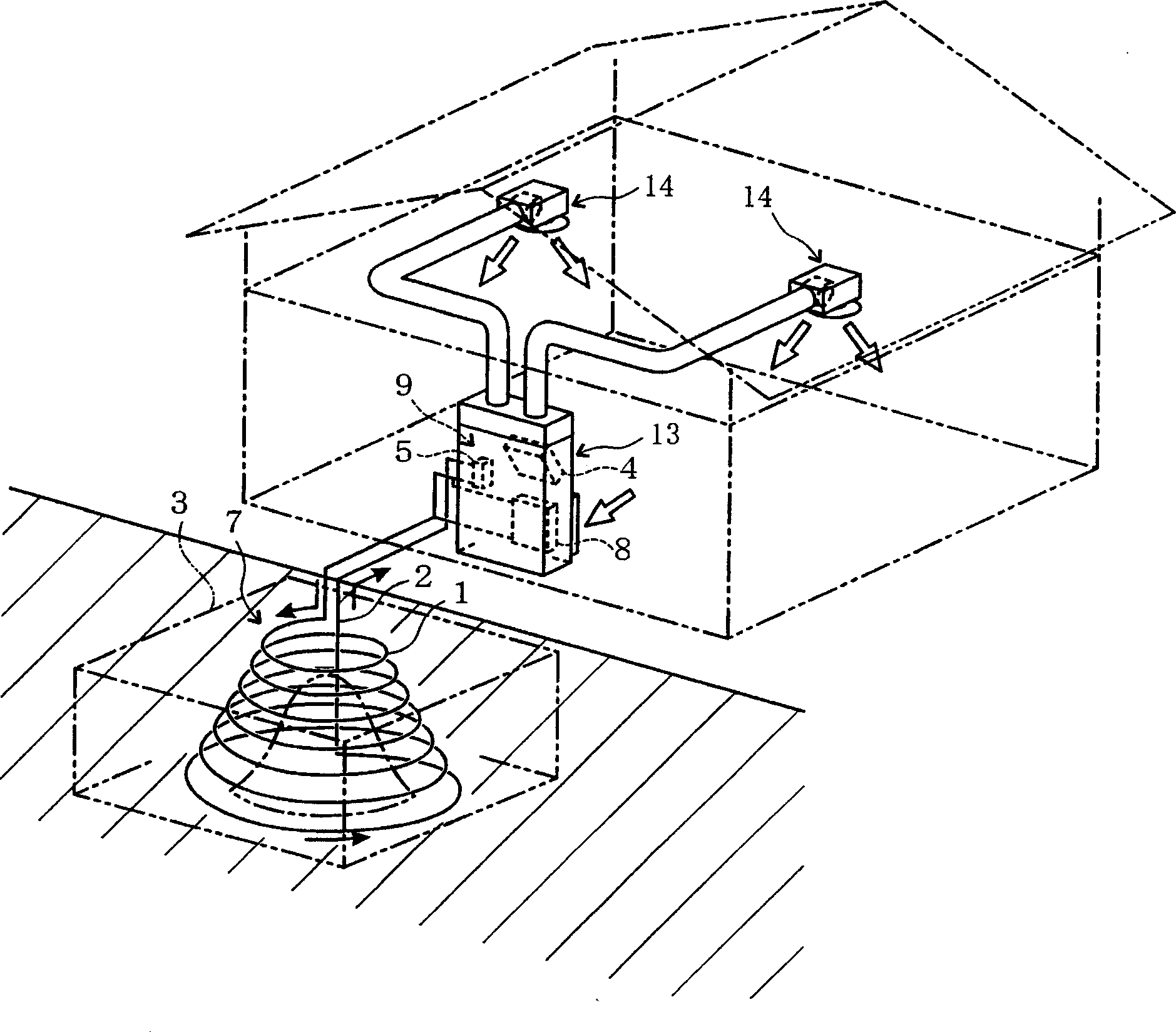 Geothermal heat exchanger and heat pump type air conditioner utilizing geothermal heat