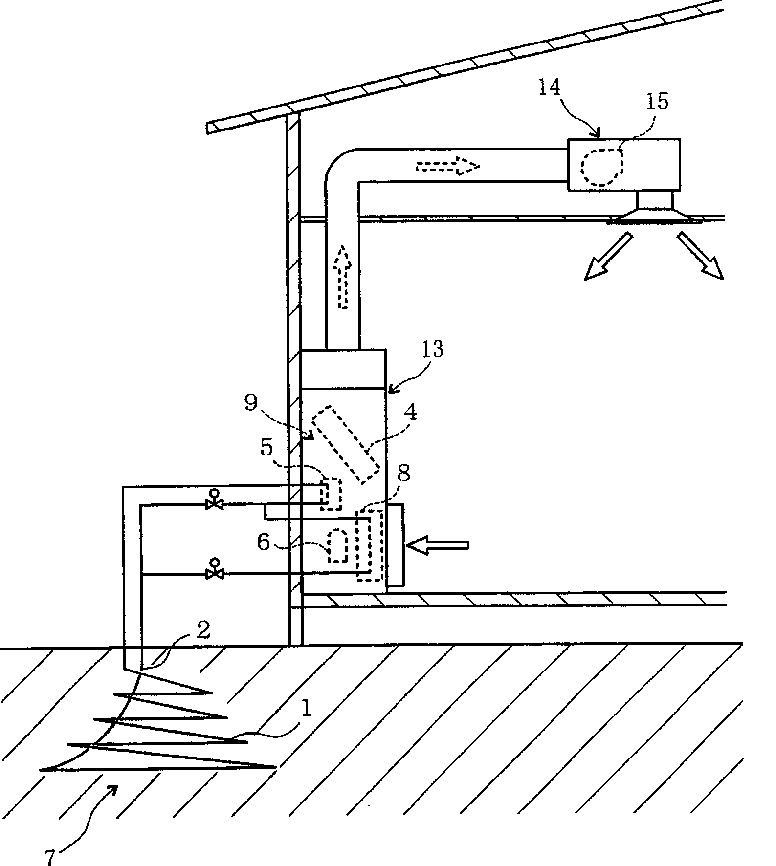 Geothermal heat exchanger and heat pump type air conditioner utilizing geothermal heat