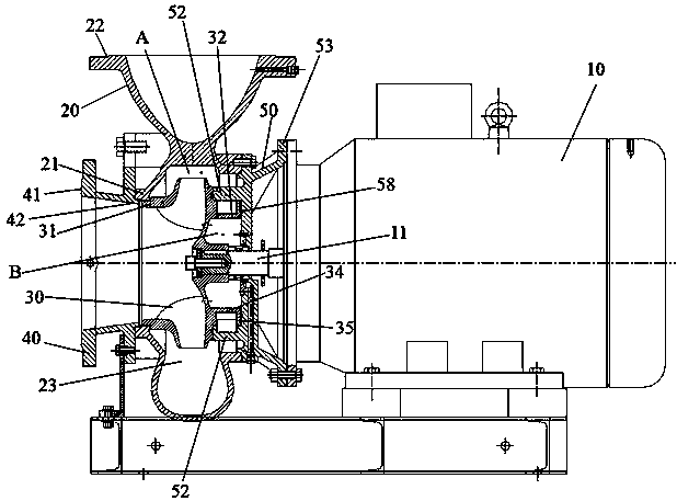 Centrifugal pump with impeller rotation boosting structure