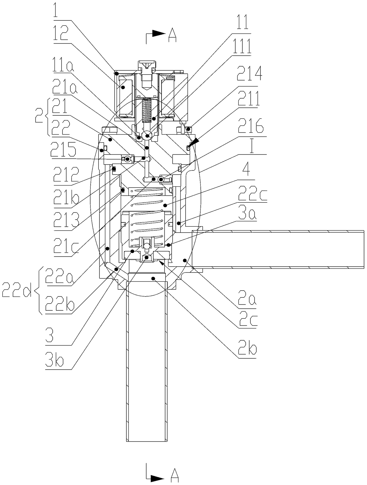 Linear two-way solenoid valve