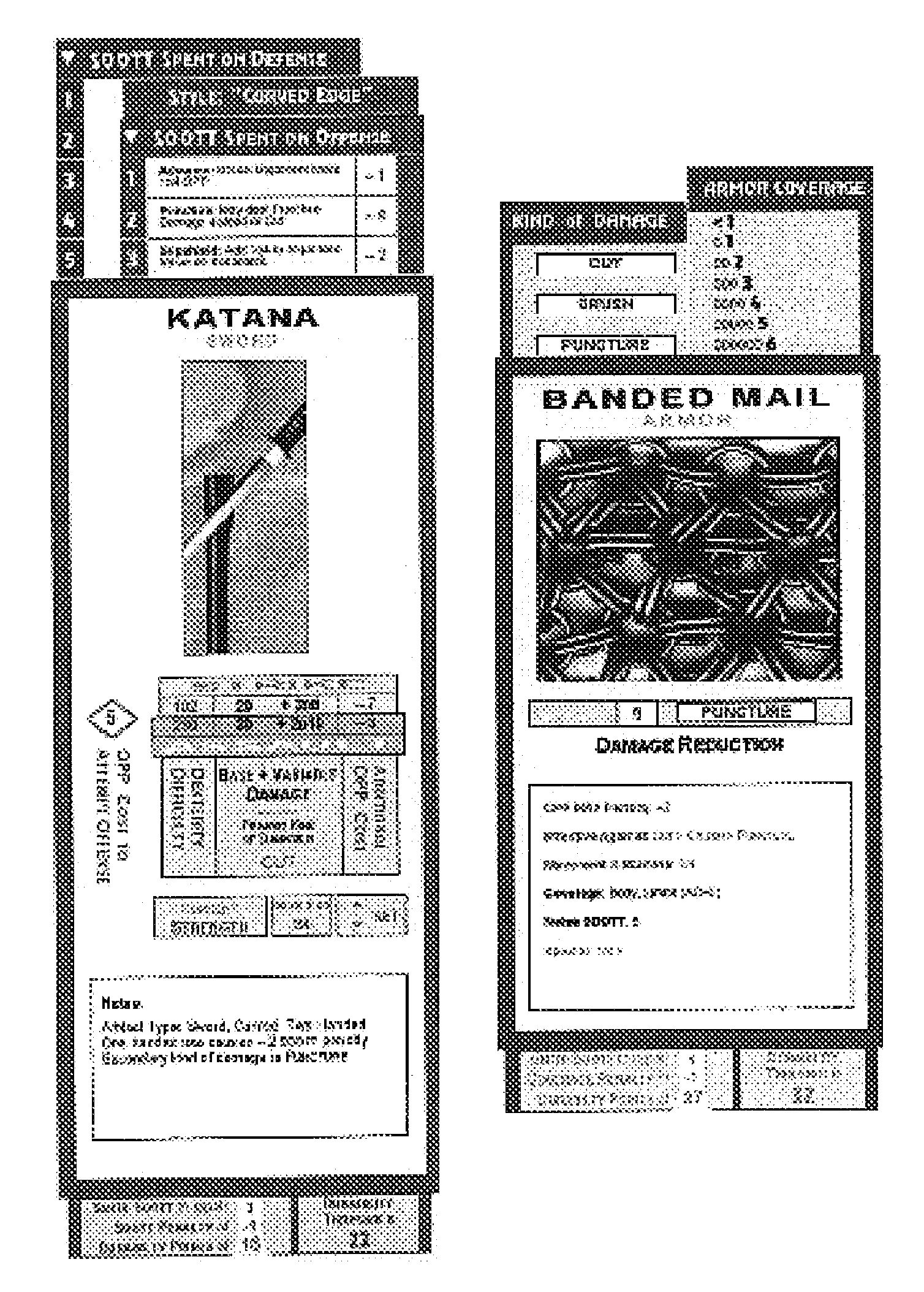 Role-playing game with interactive cards and game devices, namely in the form of linear and rotary slide rules, novel use of dice, tactical combat, word-based magic, and dynamic attrition