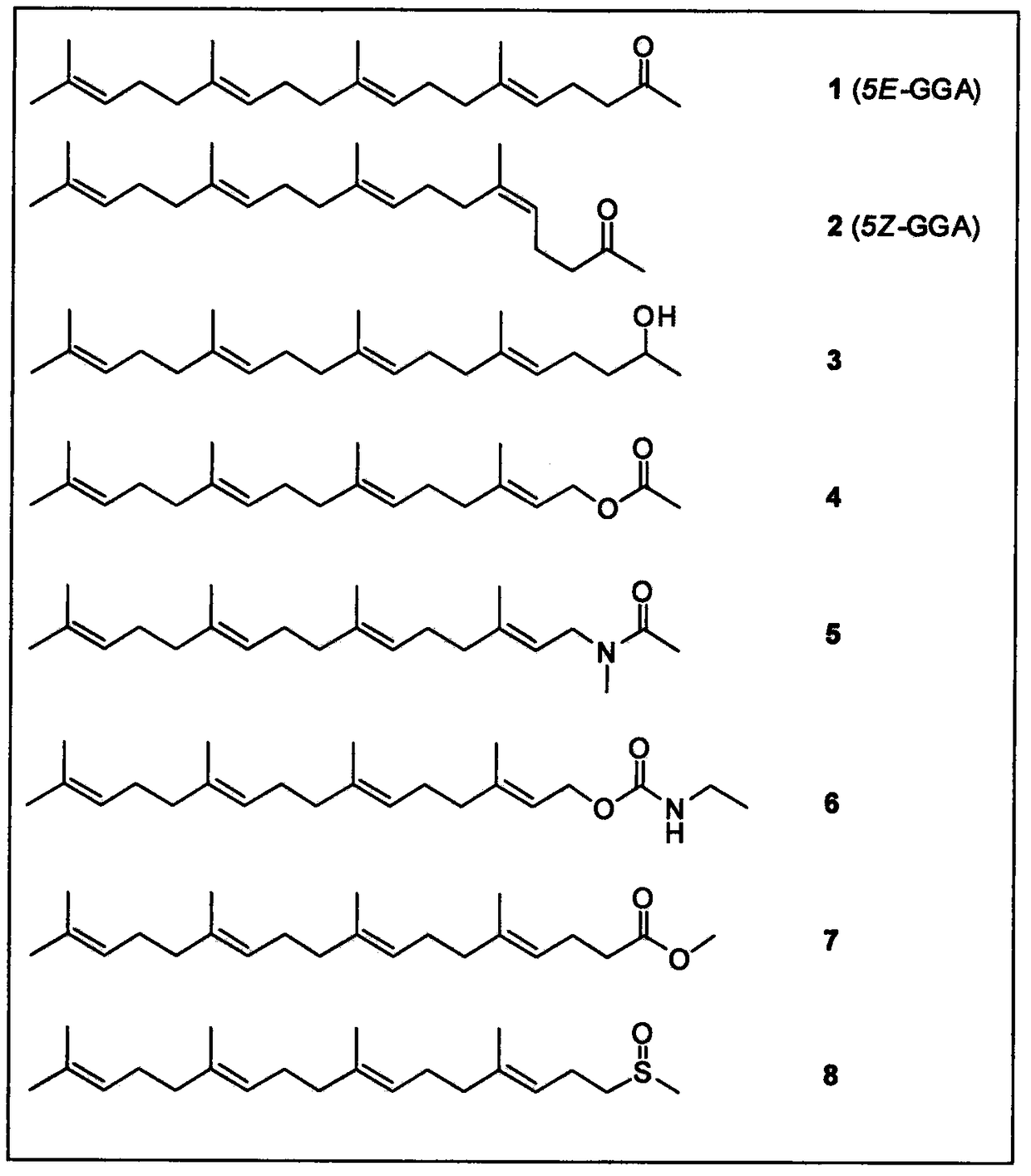 Application of teprenone and derivatives thereof in the prevention and treatment of viral hepatitis