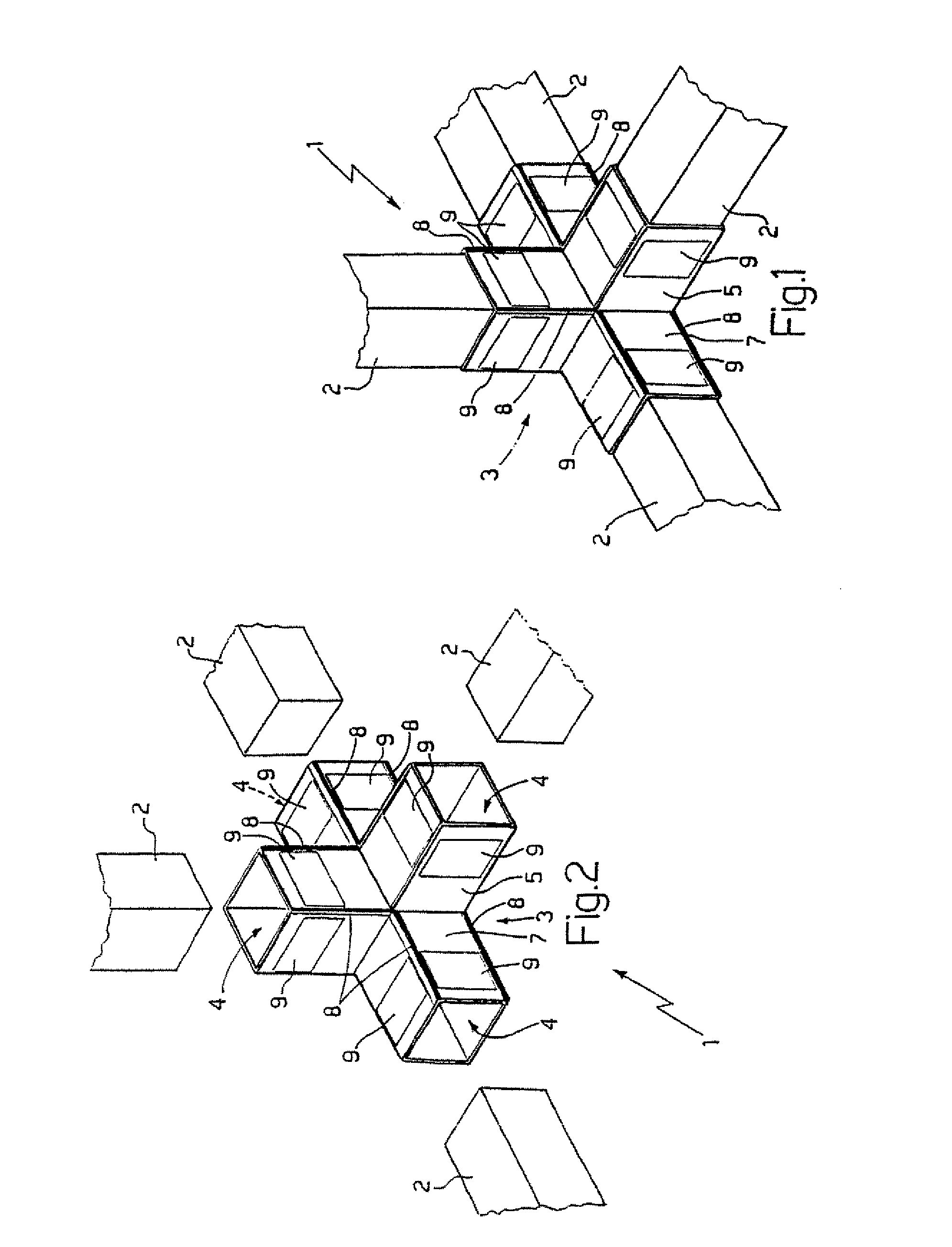 Metal frame made up of the union of a plurality of extruded elements, and method for its fabrication