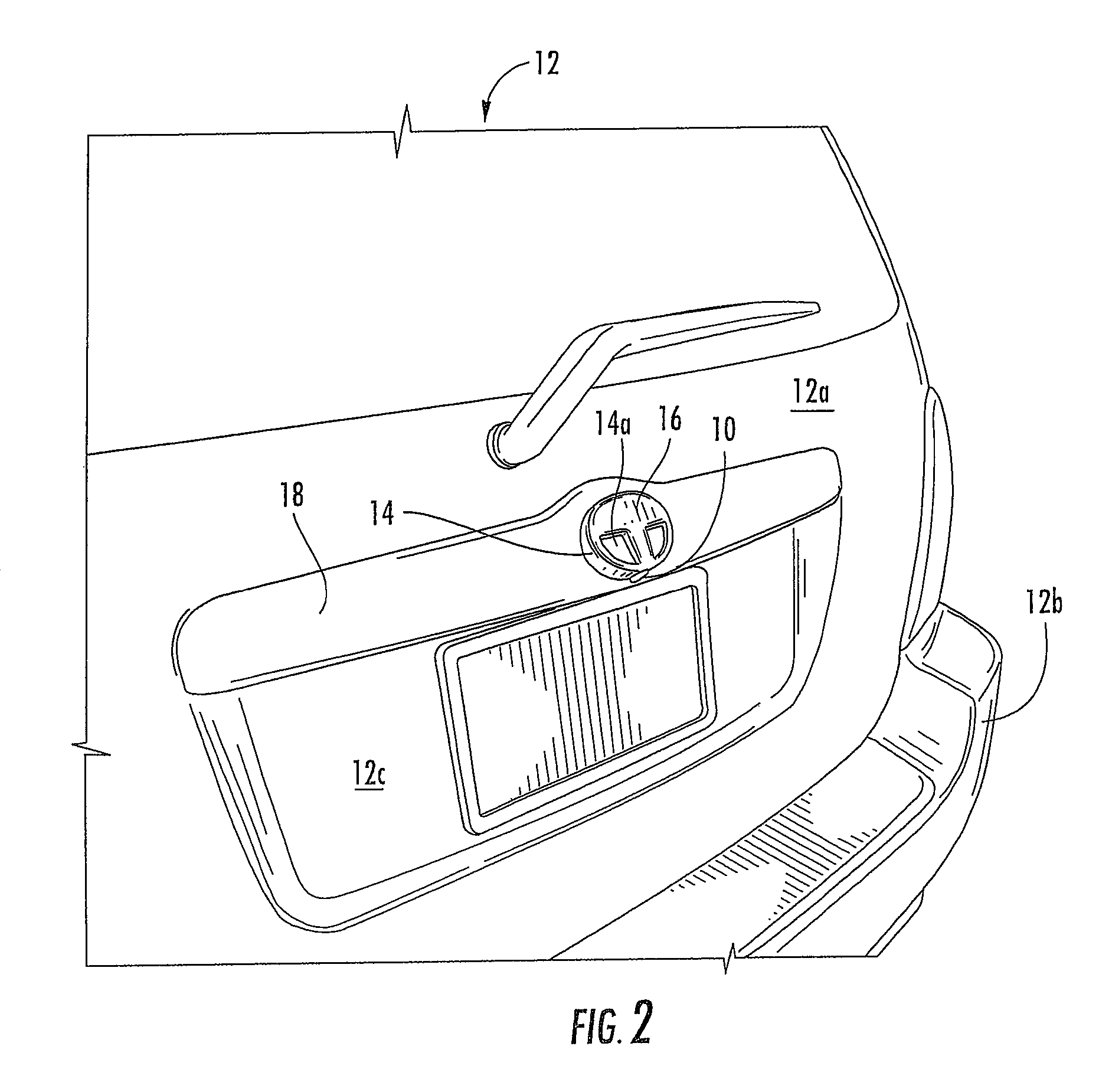 Camera mounted at rear of vehicle