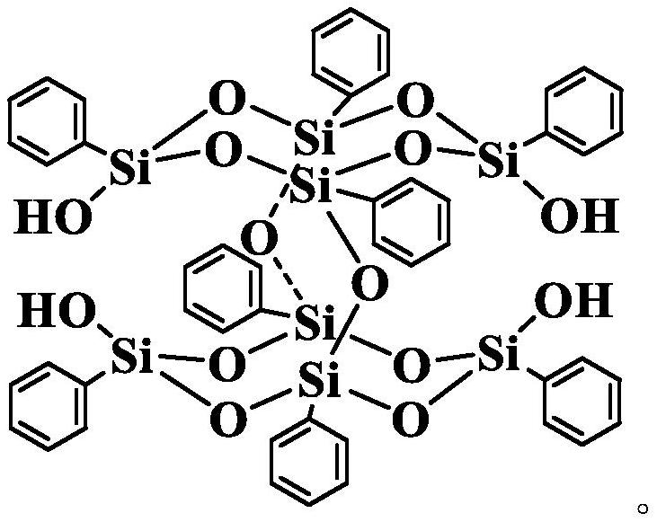 High silica fiber reinforced reactive silsesquioxane modified hybrid phenolic aldehyde composite material and preparation method thereof