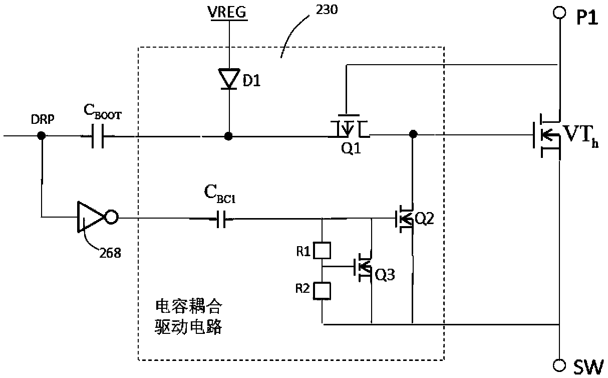 DC/DC switch converter power output transistor-driven integrated driving circuit