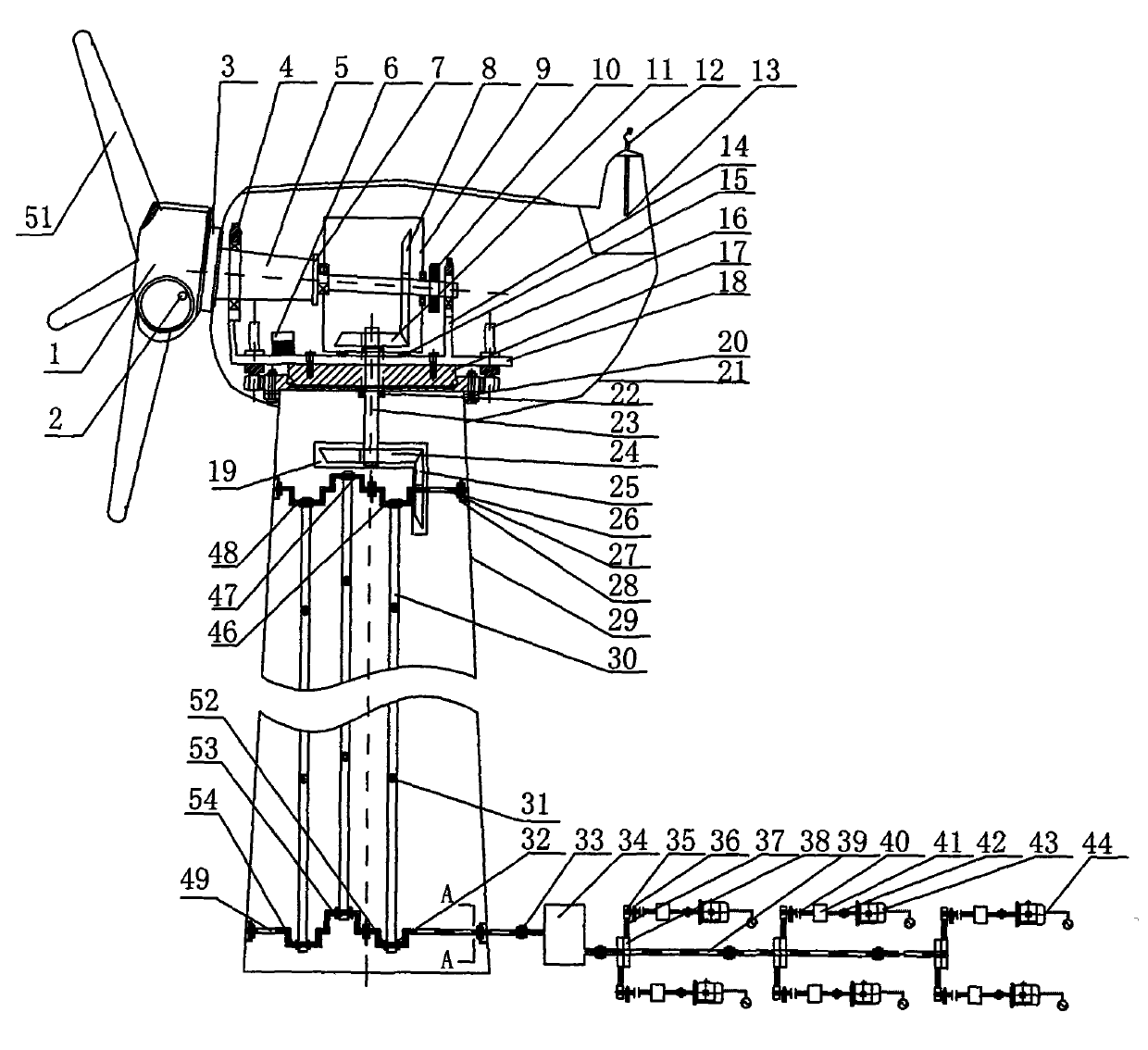 Wind generating set with bottom driving