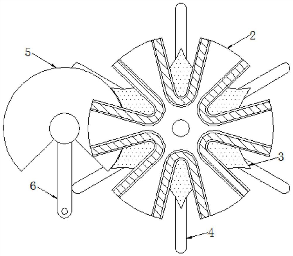 A metal material processing device with higher working efficiency and rotary linkage stamping