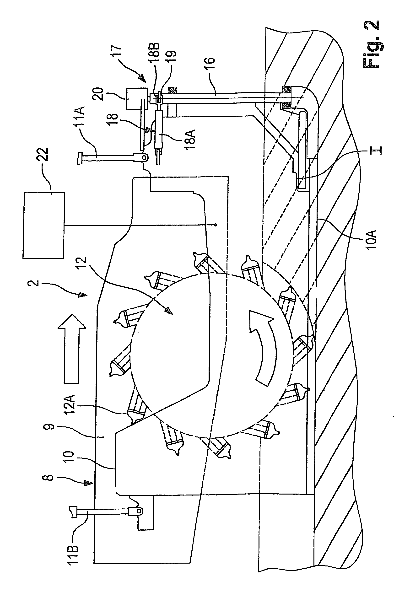 Road-milling machine or machine for working deposits