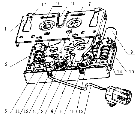 Integrated double-pulled machine cover lock and assembling process thereof