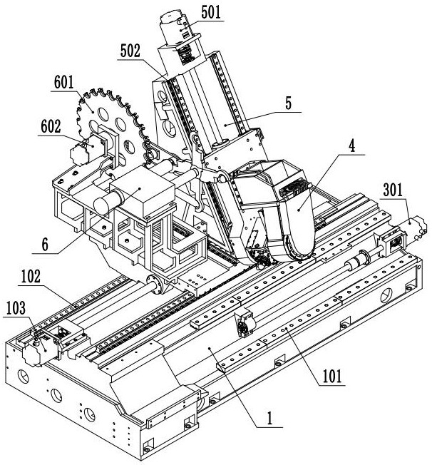 Oscillating head type milling and turning combined machining center