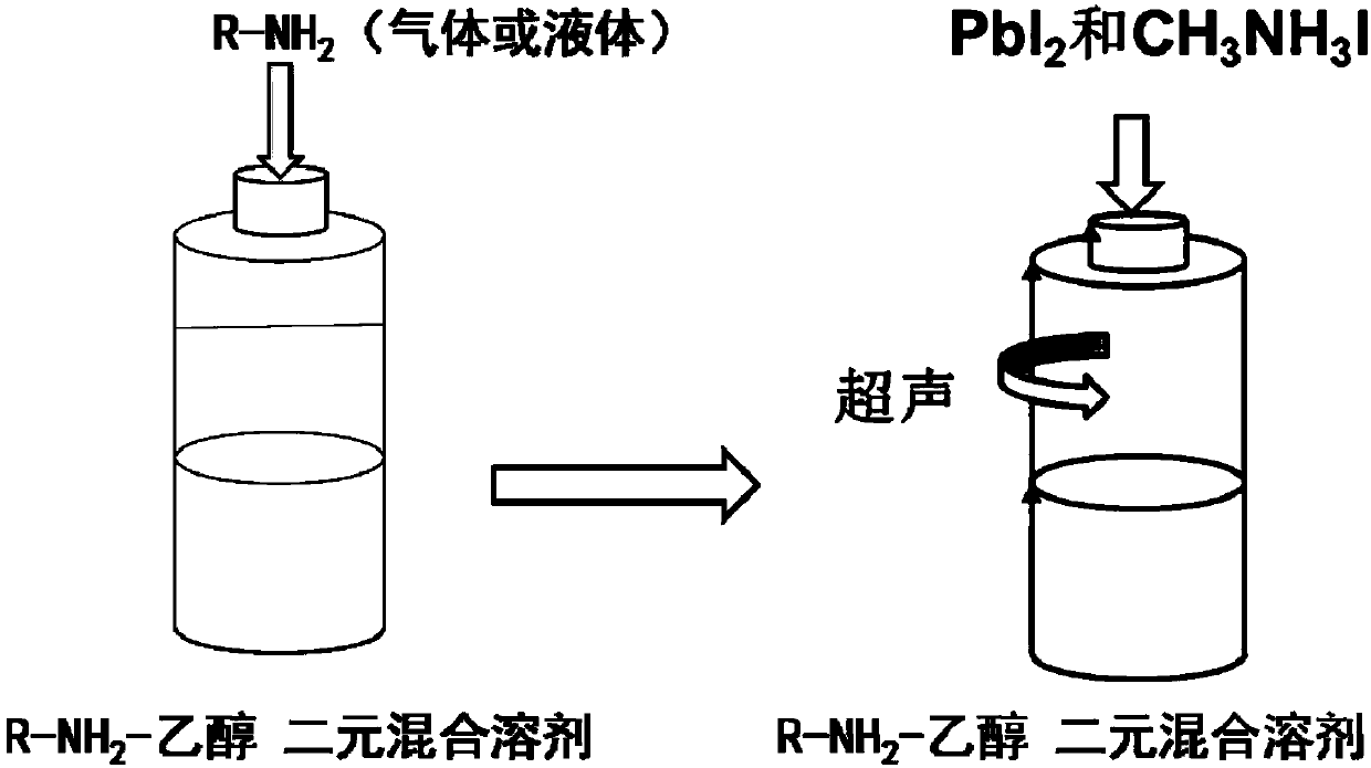 Binary mixed solvent system and application of binary mixed solvent system to preparation of perovskite material