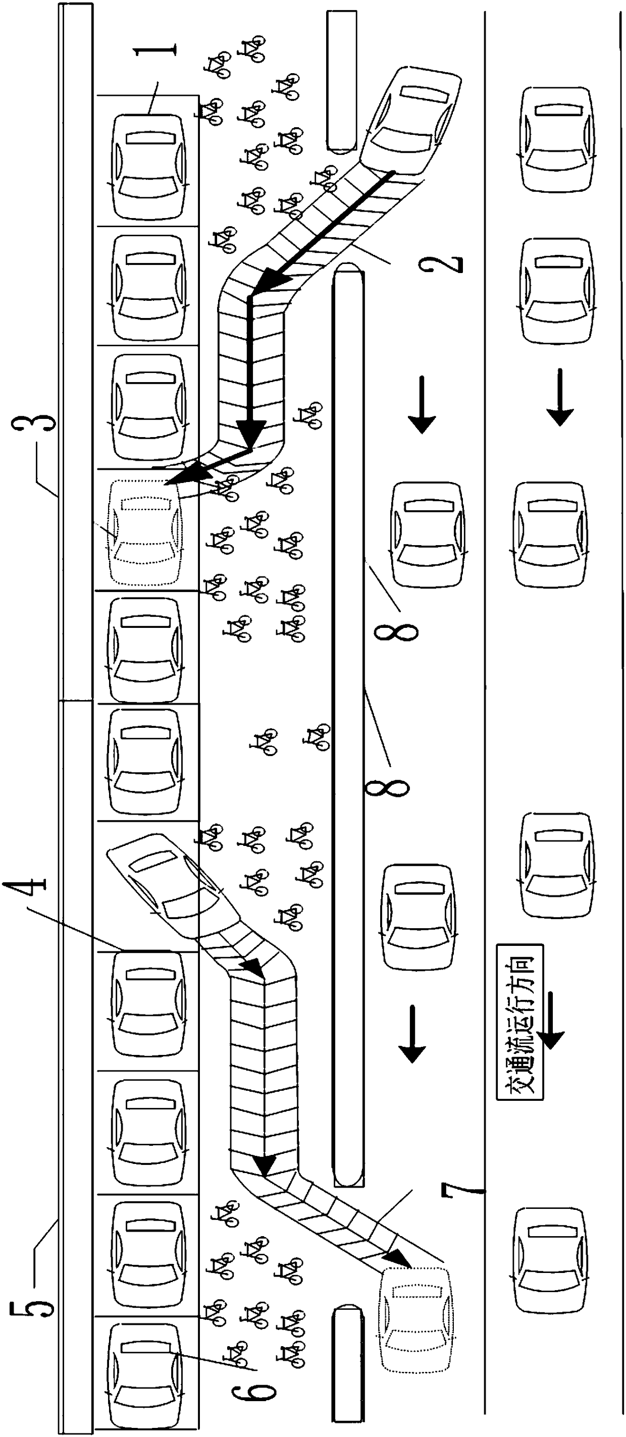 A method for setting an on-street parking system on an urban non-motor vehicle-only road