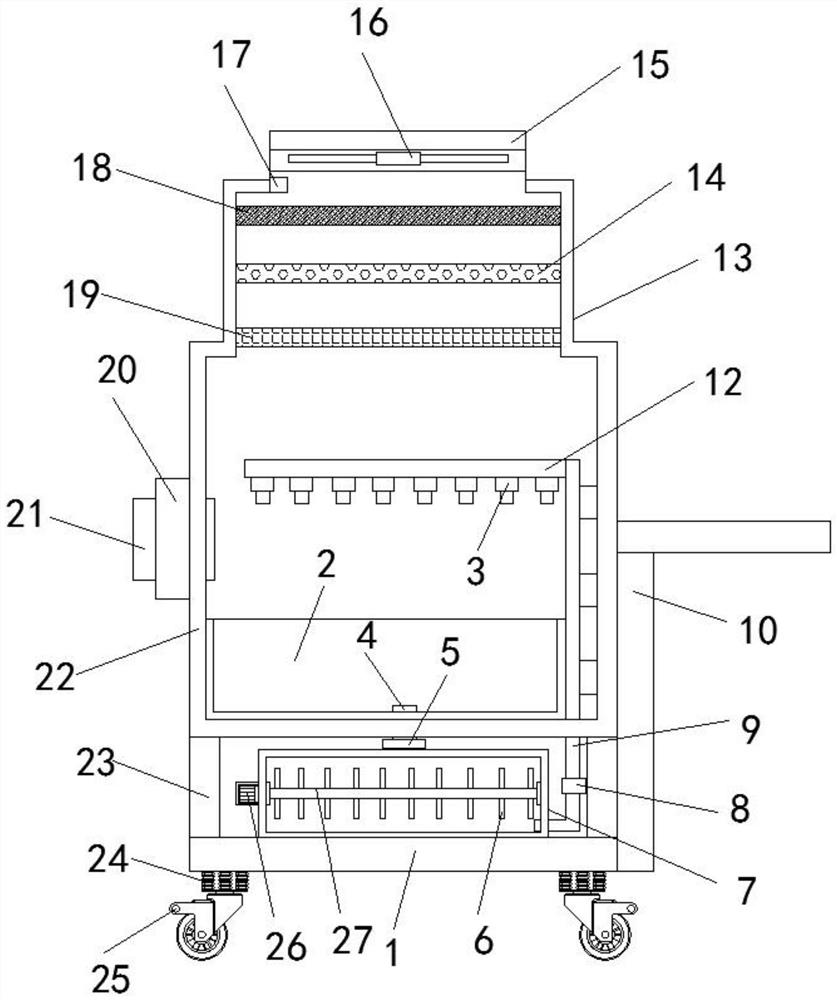 Filtering device for air purification equipment for metal processing