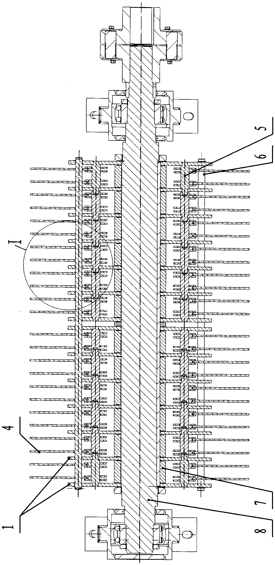 A limit device for convenient hammer replacement for hammer mill