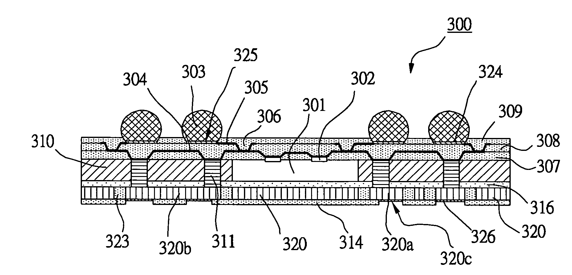 3D electronic packaging structure having a conductive support substrate