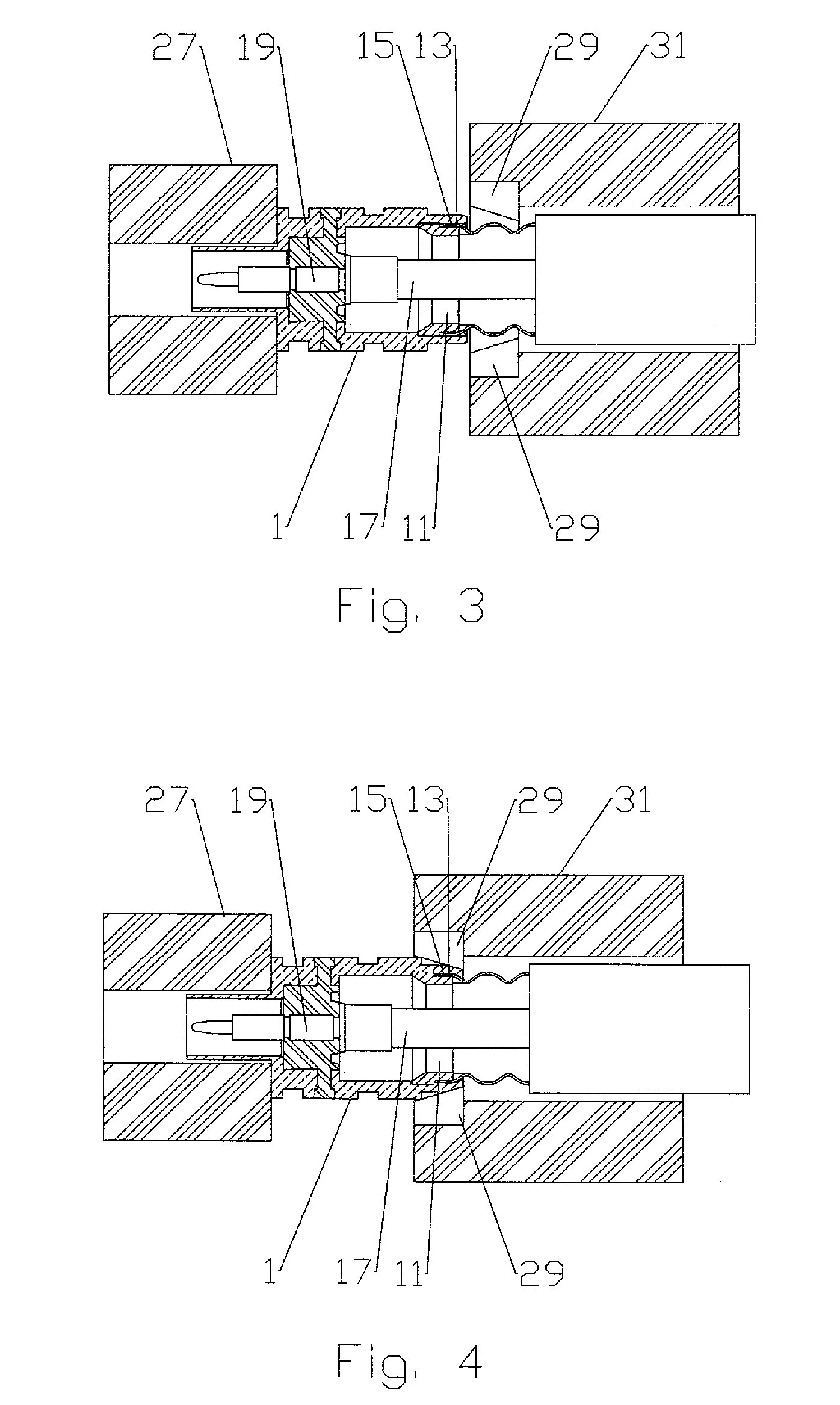 Connector with Outer Conductor Axial Compression Connection and Method of Manufacture