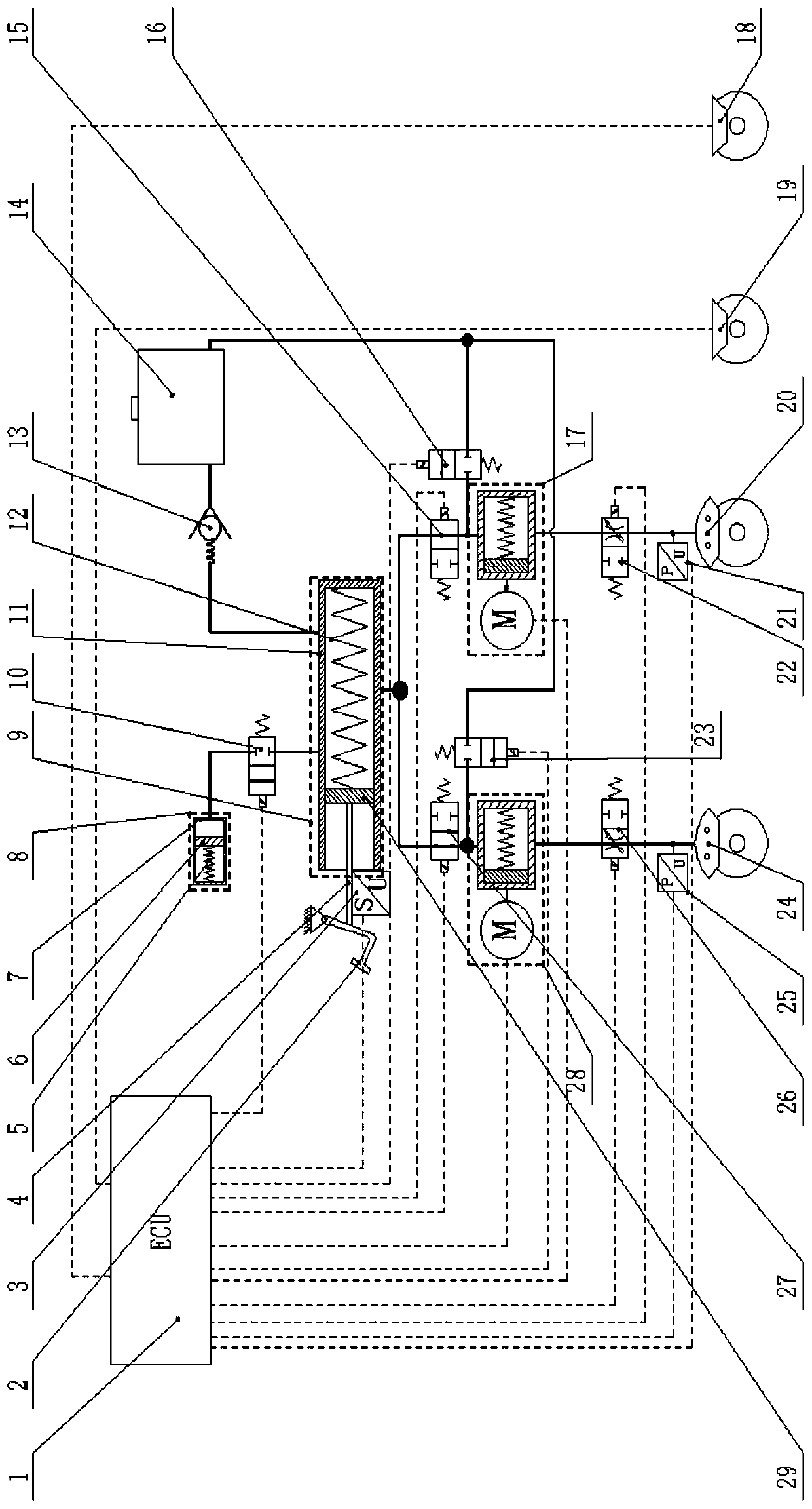 Composite brake-by-wire system with four-wheel pressure independent control and brake control method thereof