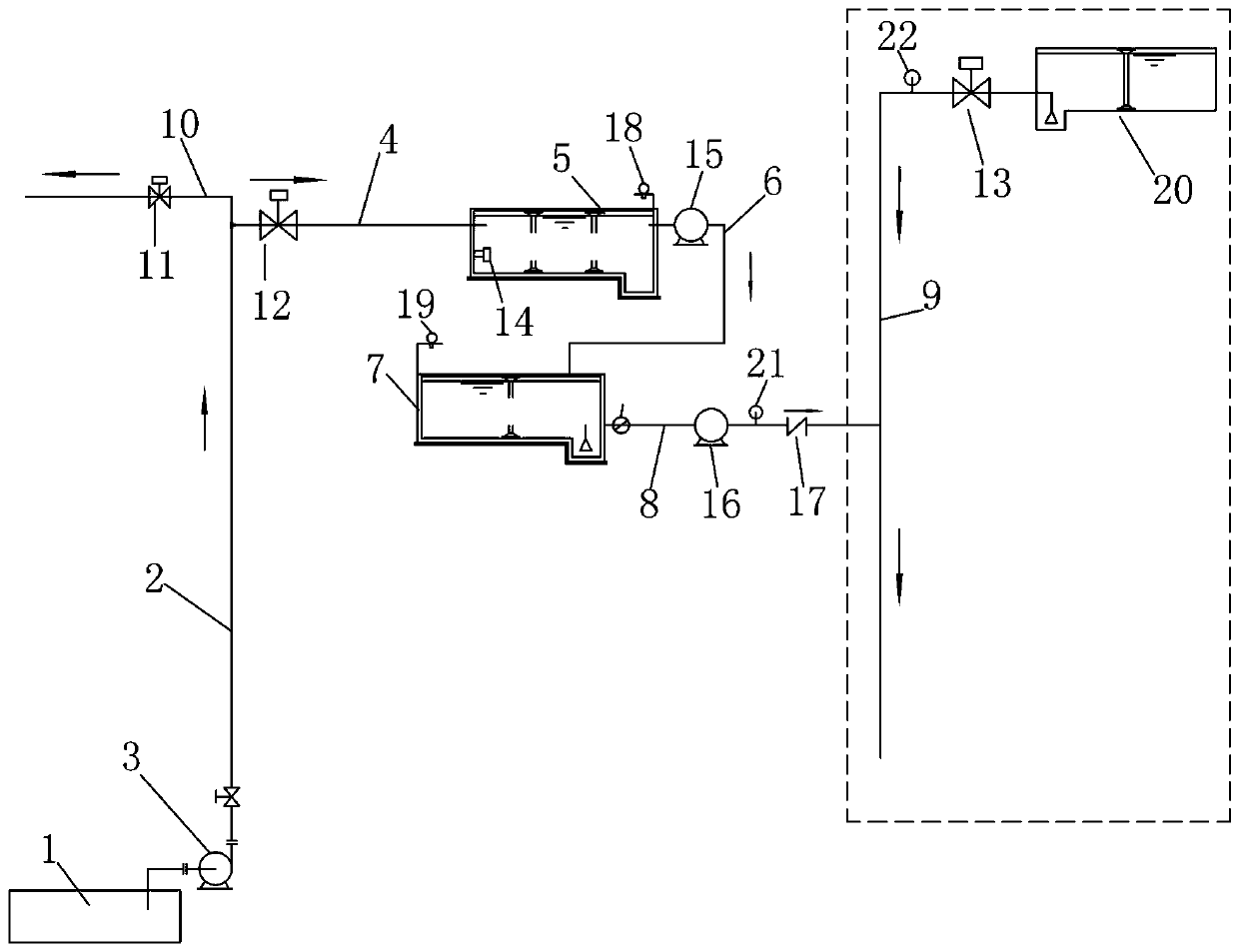 Foundation pit engineering energy conservation and emission reduction water supply system and method