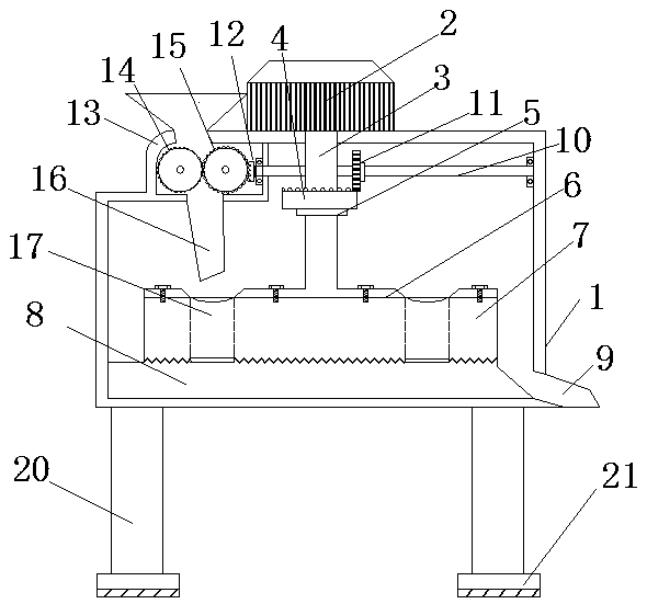 Raw material grinding device for chemical product production