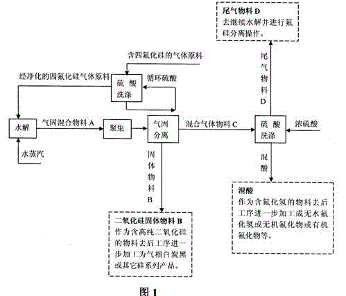 Gas phase hydrolysis and fluoride-silicon separation method of silicon tetrafluoride