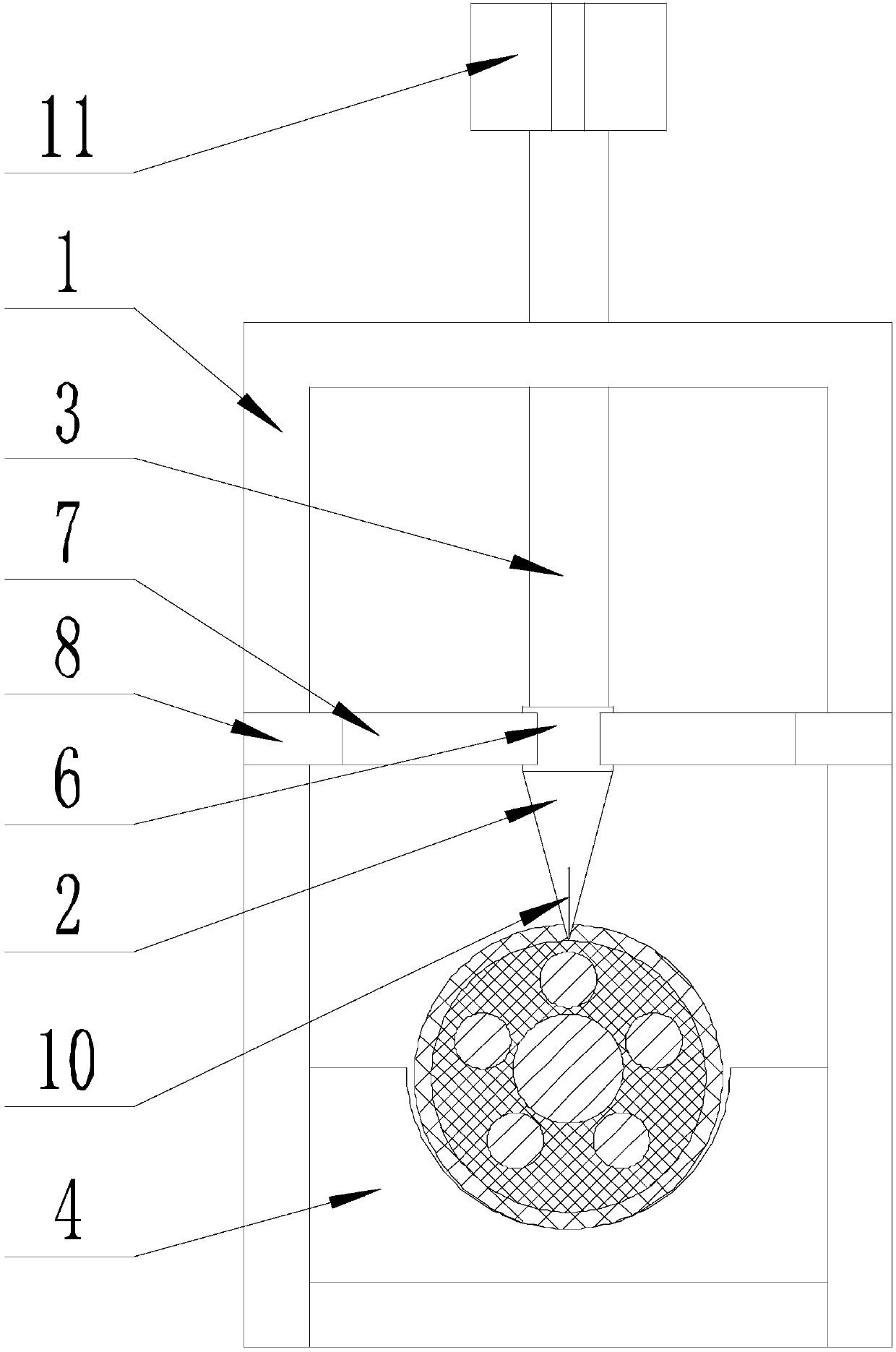 Stripping device of engineering cable for industry such as petroleum