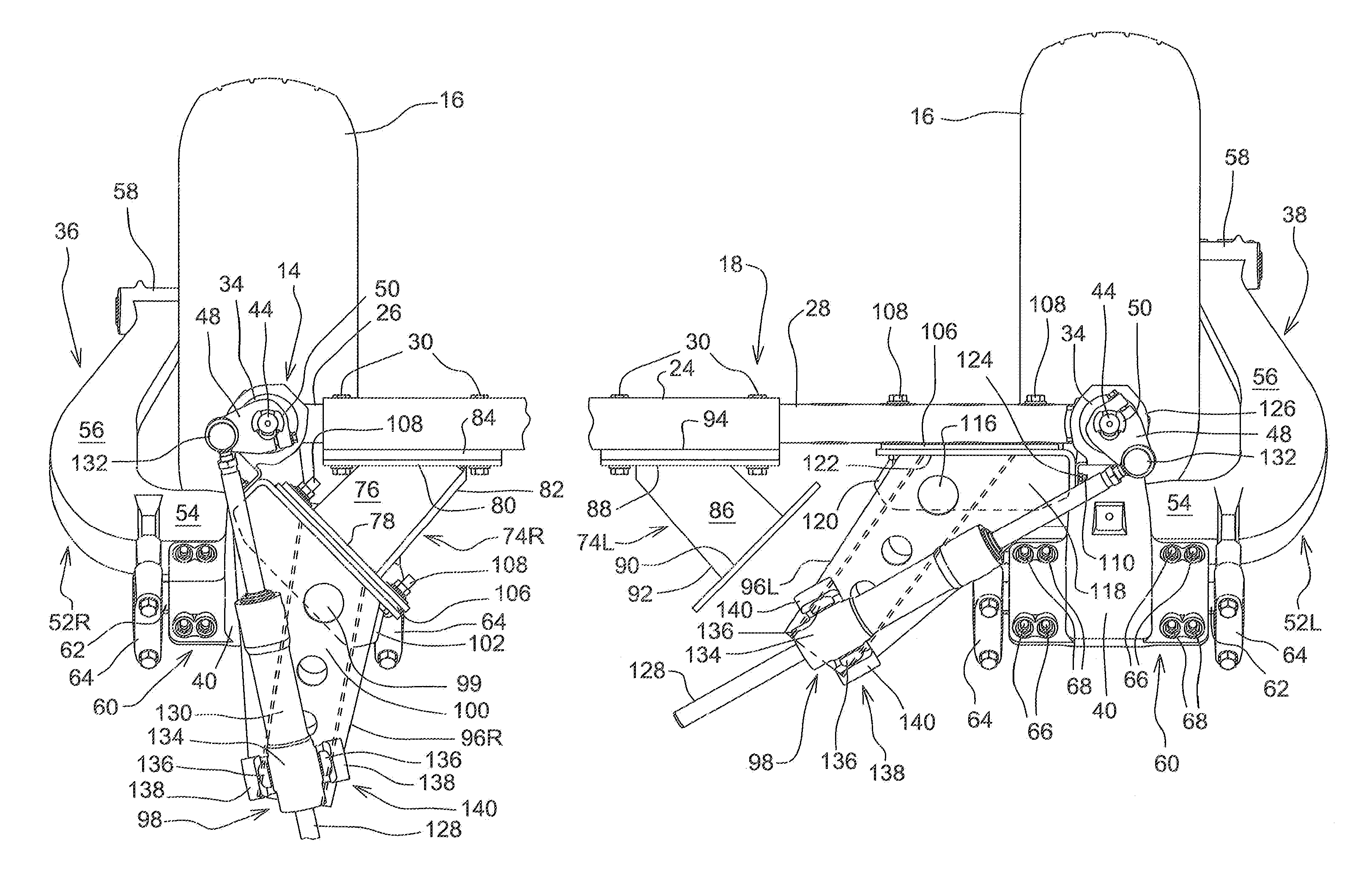 Steering Cylinder Mounting Arrangement Used With A Length-Adjustable Axle