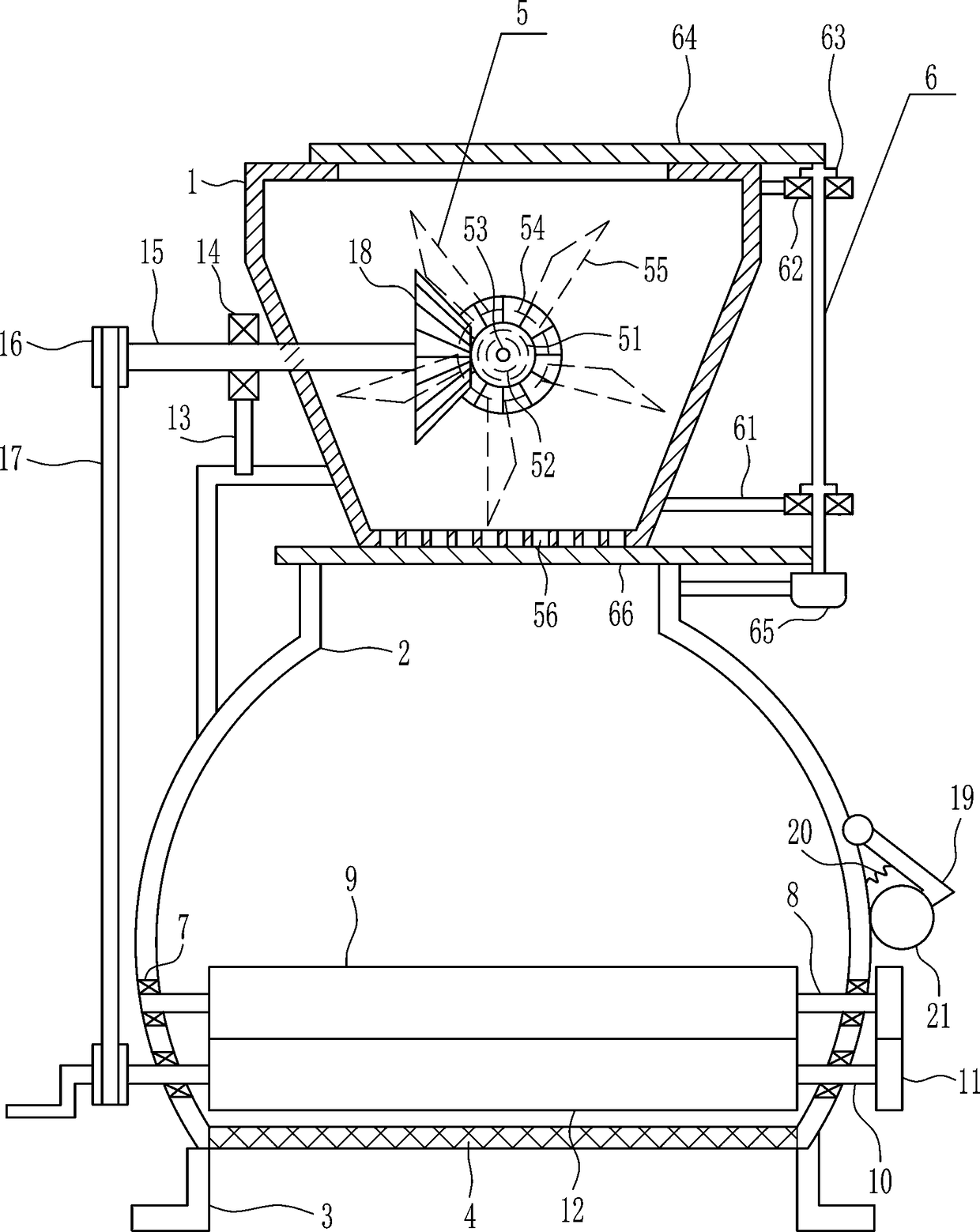 Rare earth oxide grinding machine capable of achieving automatic discharge