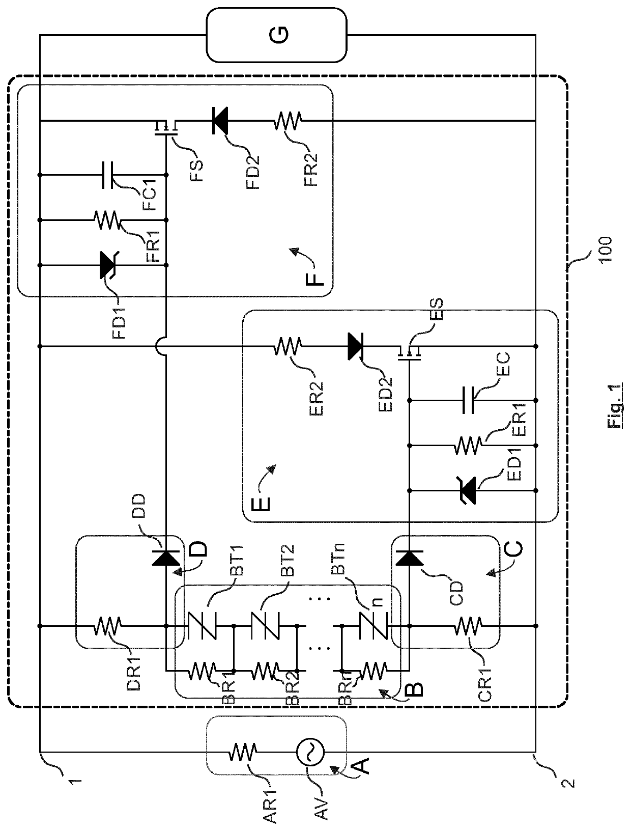 Crowbar device and multistage crowbar apparatus