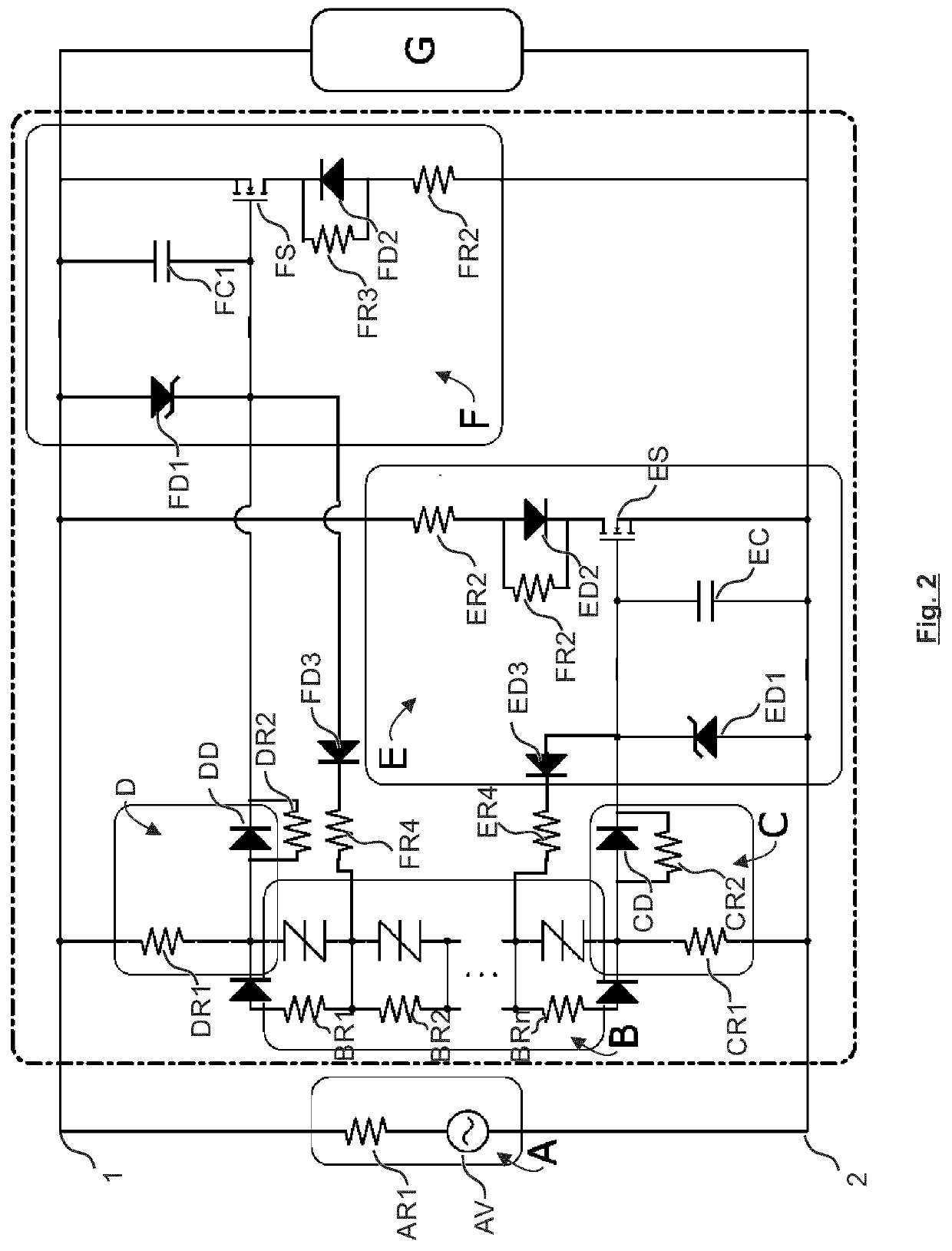 Crowbar device and multistage crowbar apparatus