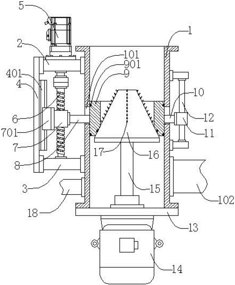 Adjusting device for powder transportation