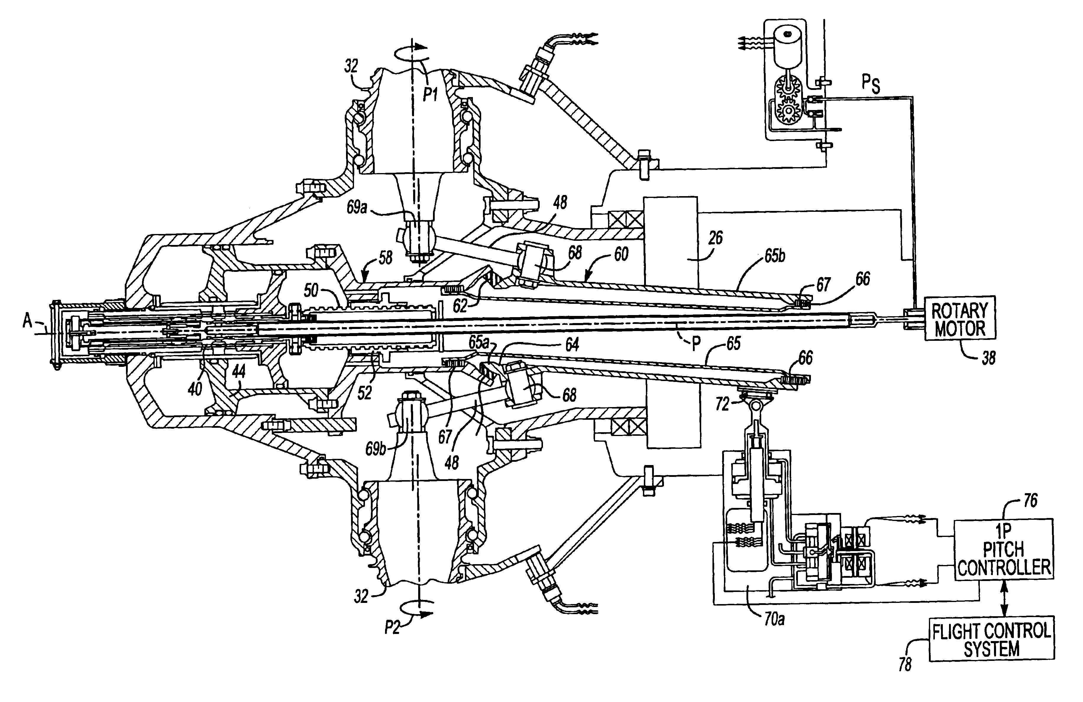 Cyclic actuation system for a controllable pitch propeller and a method of providing aircraft control therewith