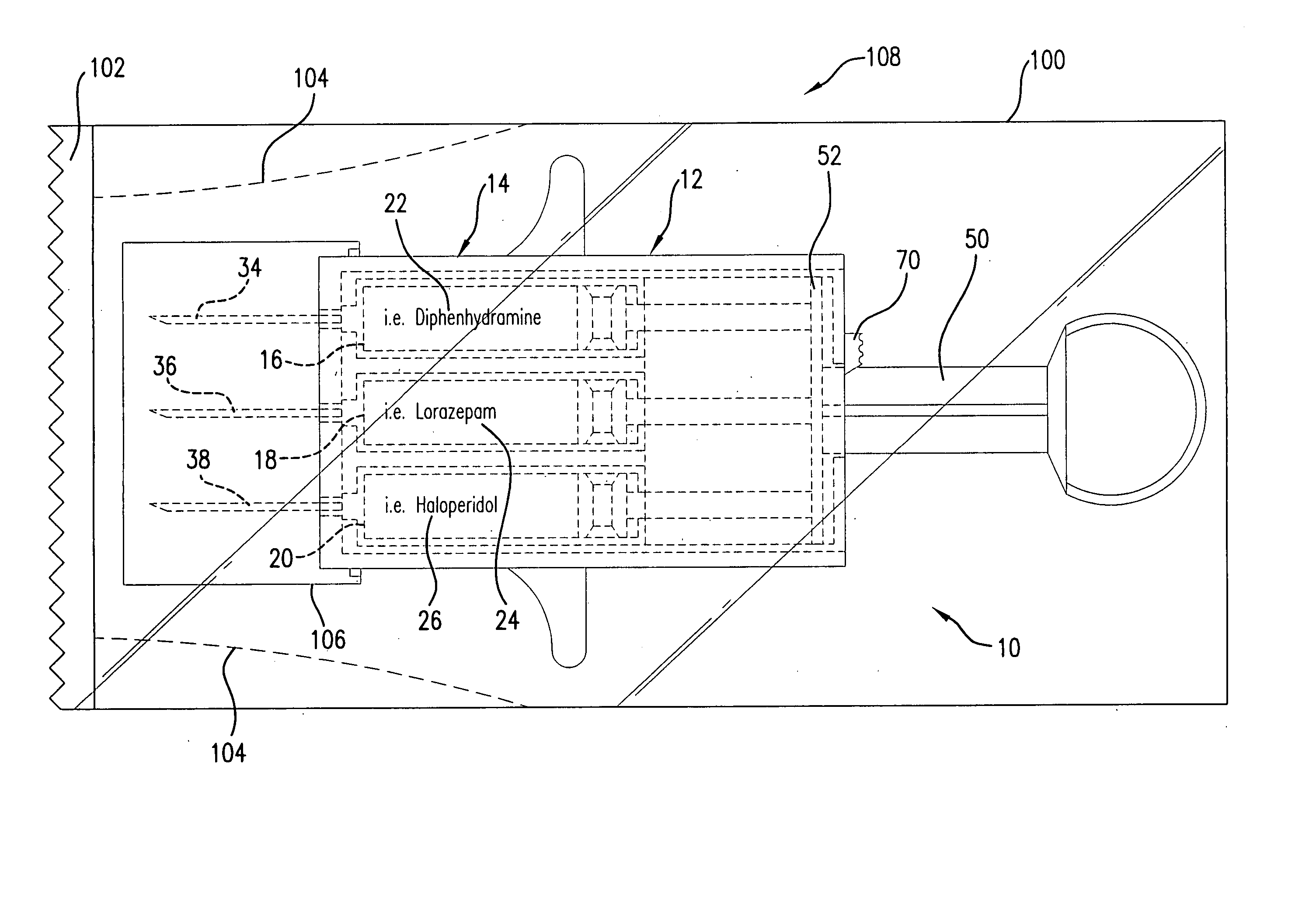 Hypodermic syringes with multiple needles and methods of calming psychiatric patients using such