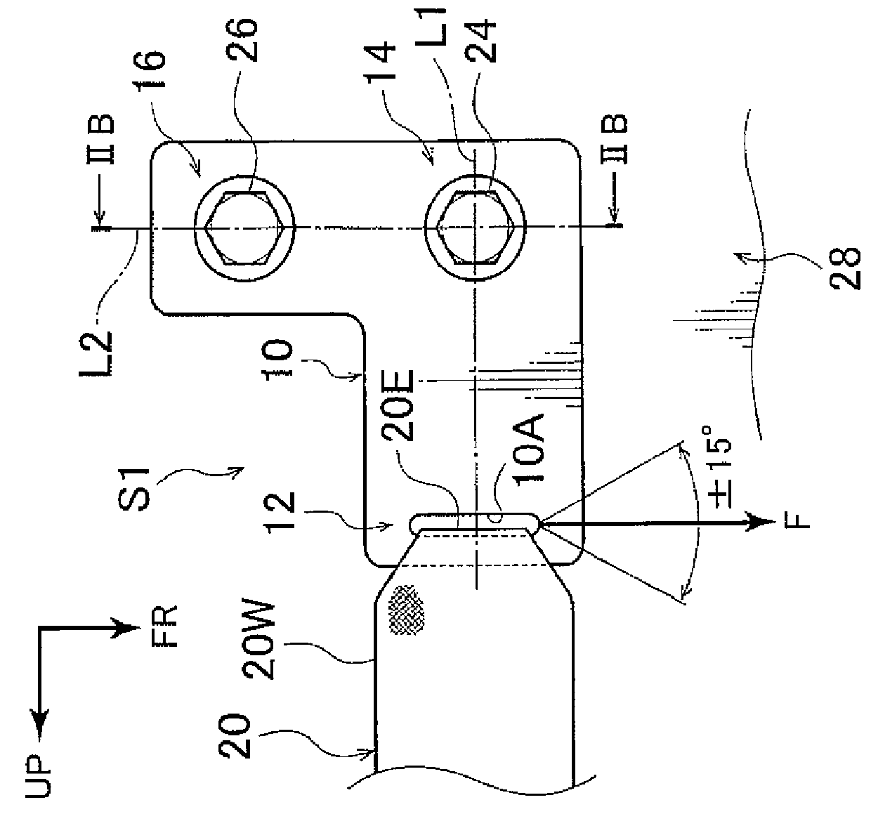 Anchor plate mounting structure of vehicle seatbelt