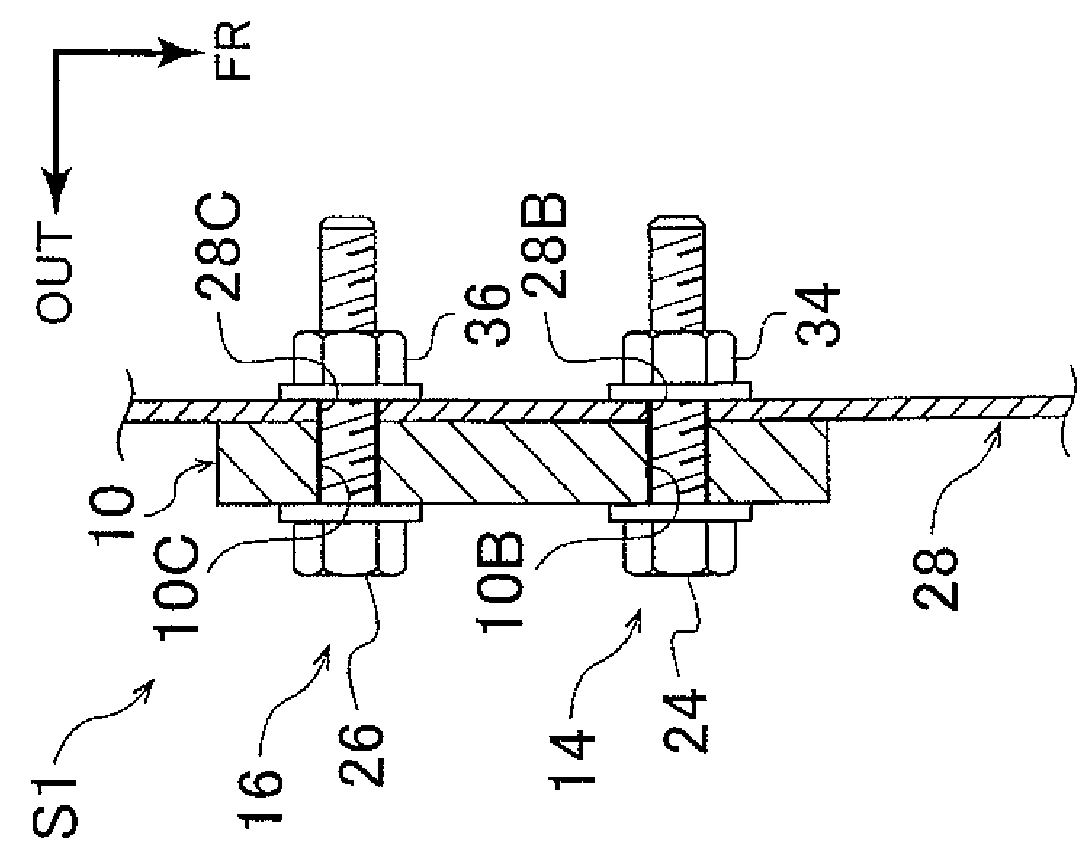 Anchor plate mounting structure of vehicle seatbelt